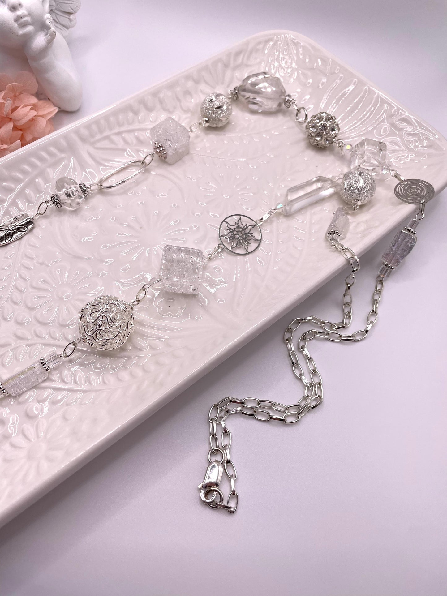 Bergkristall, elegante Edelstein Kette