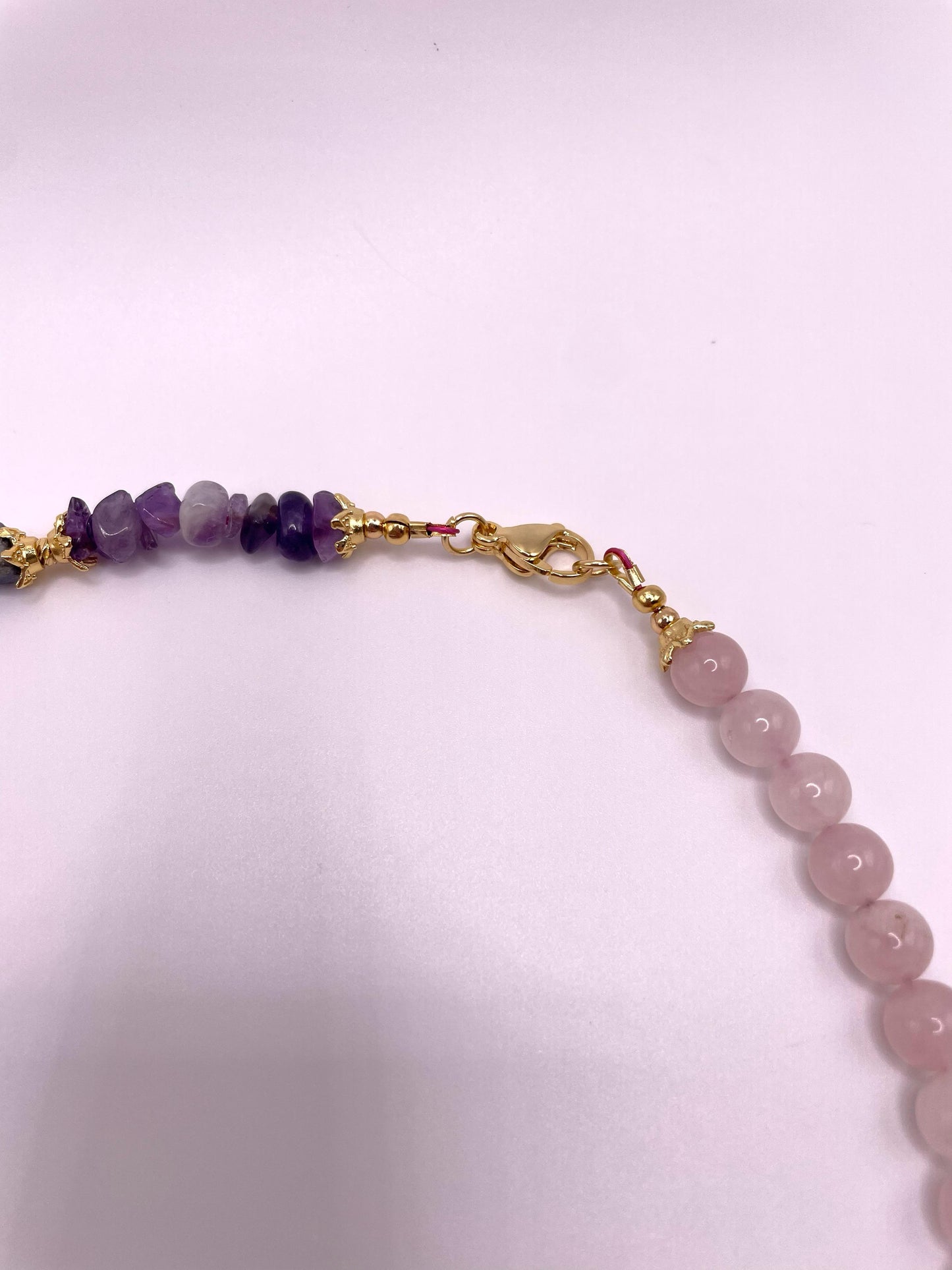 Chakren Kette, Edelsteinschmuck mit Rosenquarz