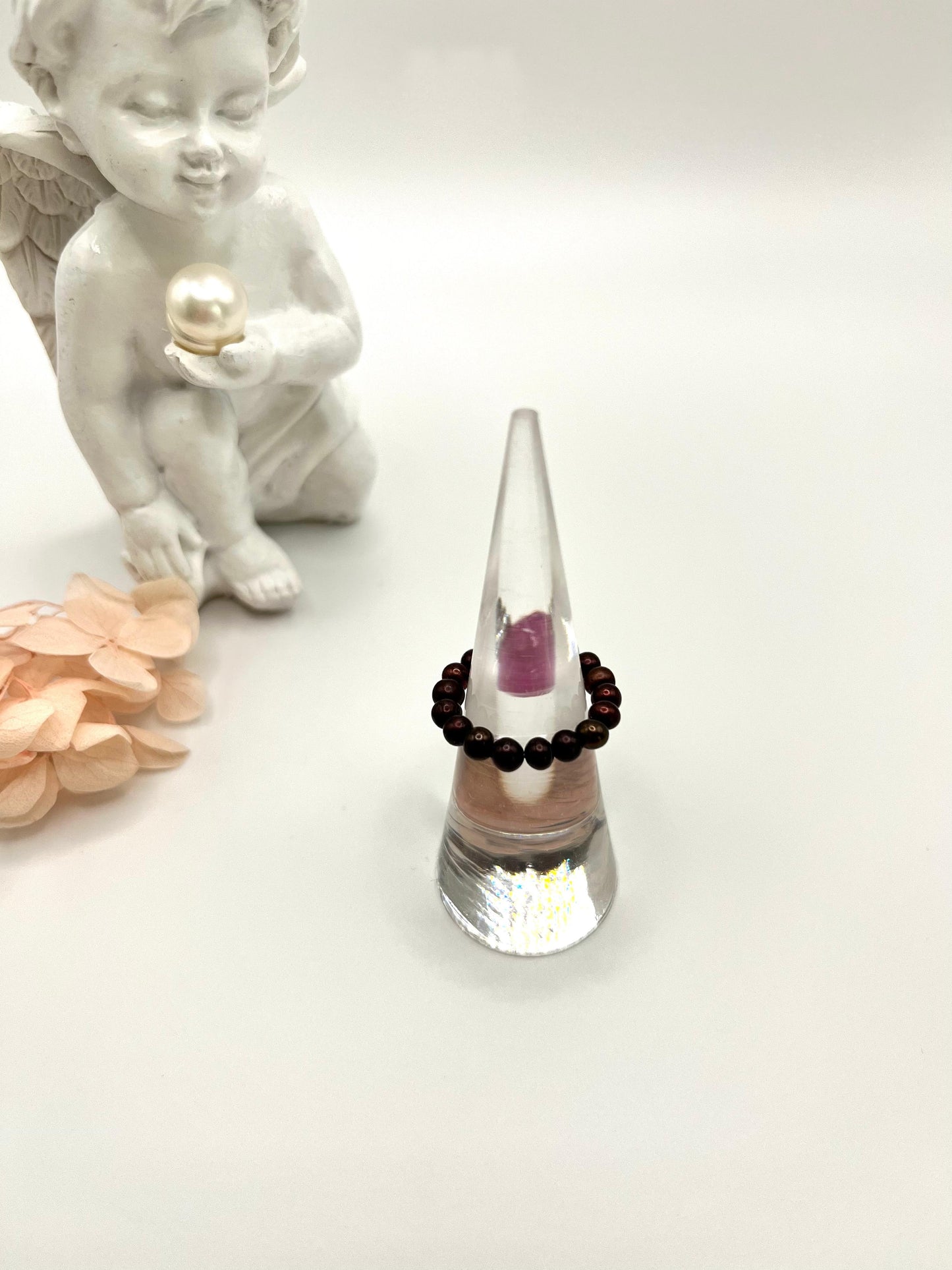 Perlenring mit rotem Turmalin