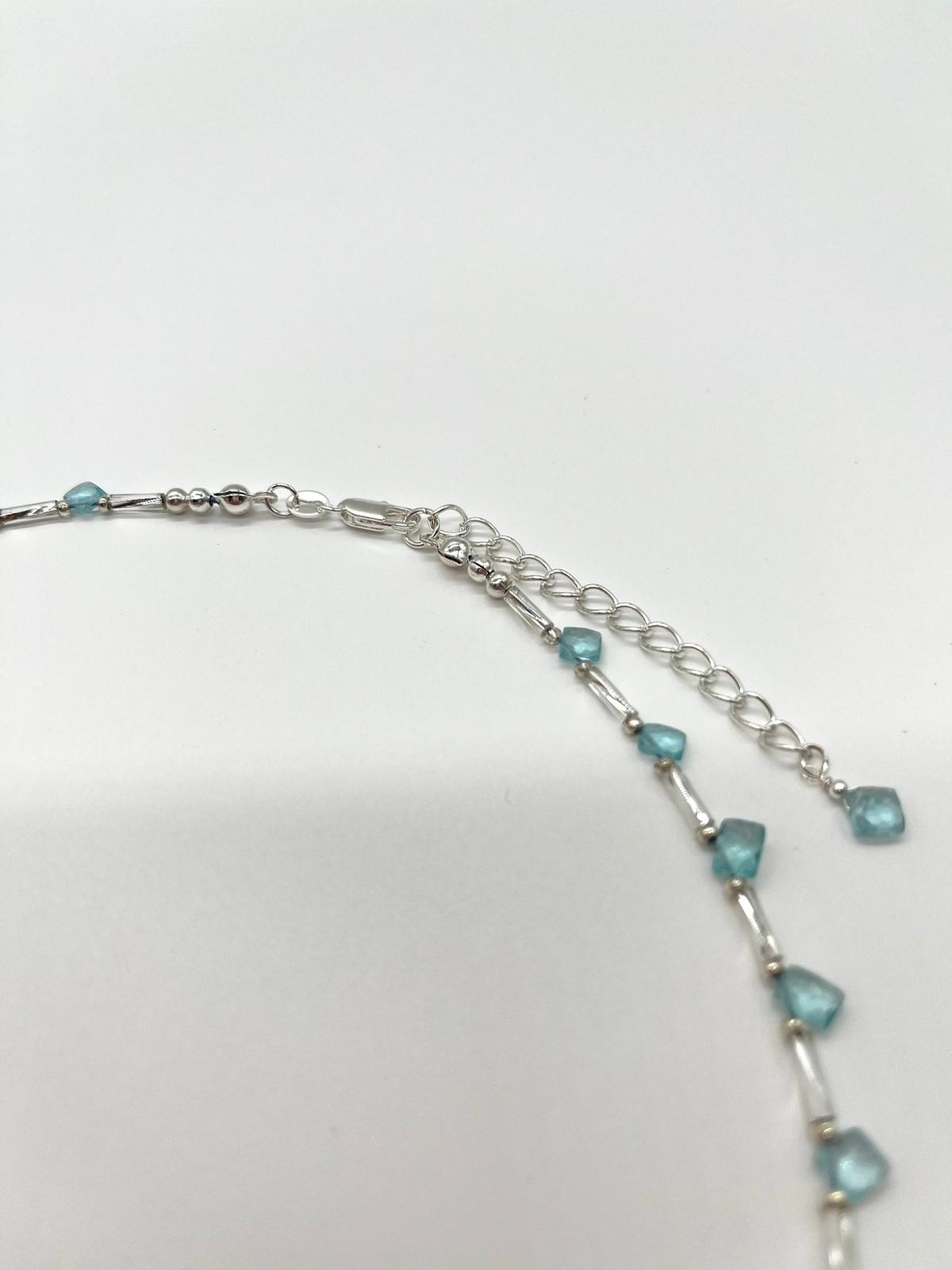 ✨Edelstein-Collier mit Aquamarin mit einer Brioletten Perle✨