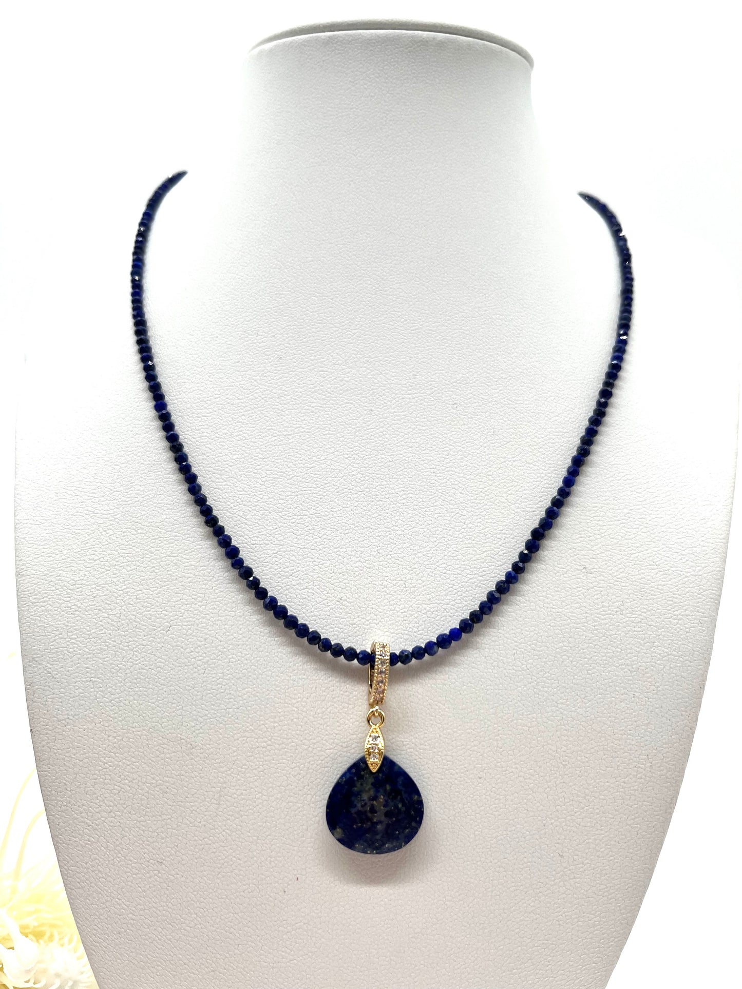 Lapislazuli, Kette und Ohrringe, Edelstein Schmuck - Set