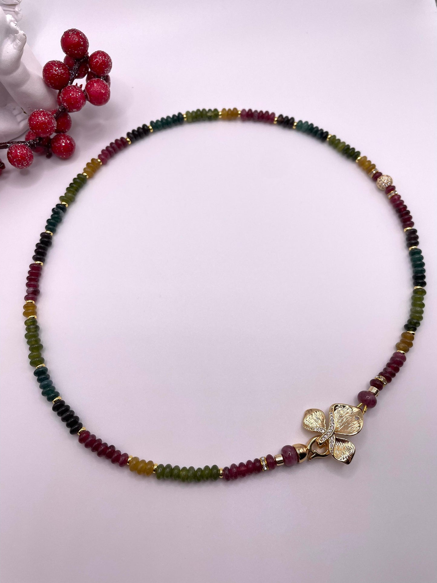 Turmalin, Edelstein Schmuck-Set, wunderschöne Kette und Ohrringe