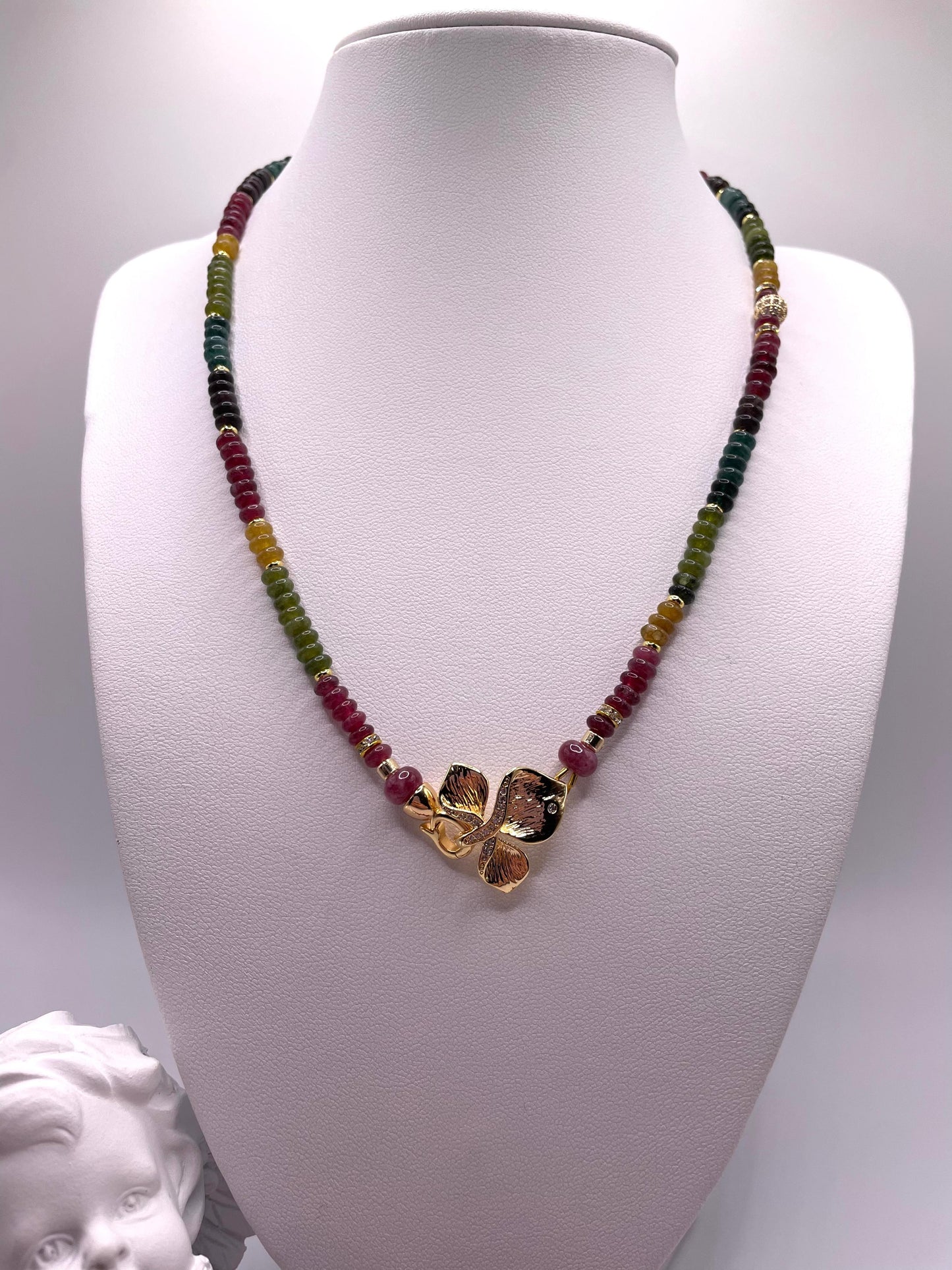 Turmalin, Edelstein Schmuck-Set, wunderschöne Kette und Ohrringe