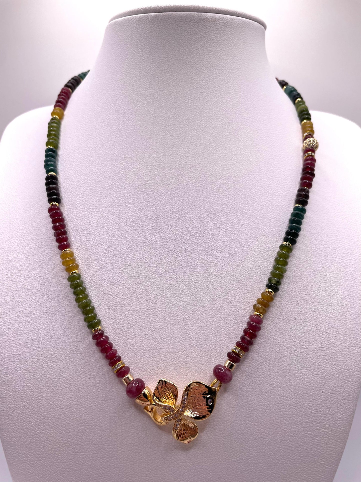 Turmalin, Edelstein Schmuck-Set, wunderschöne Kette und Ohrringe