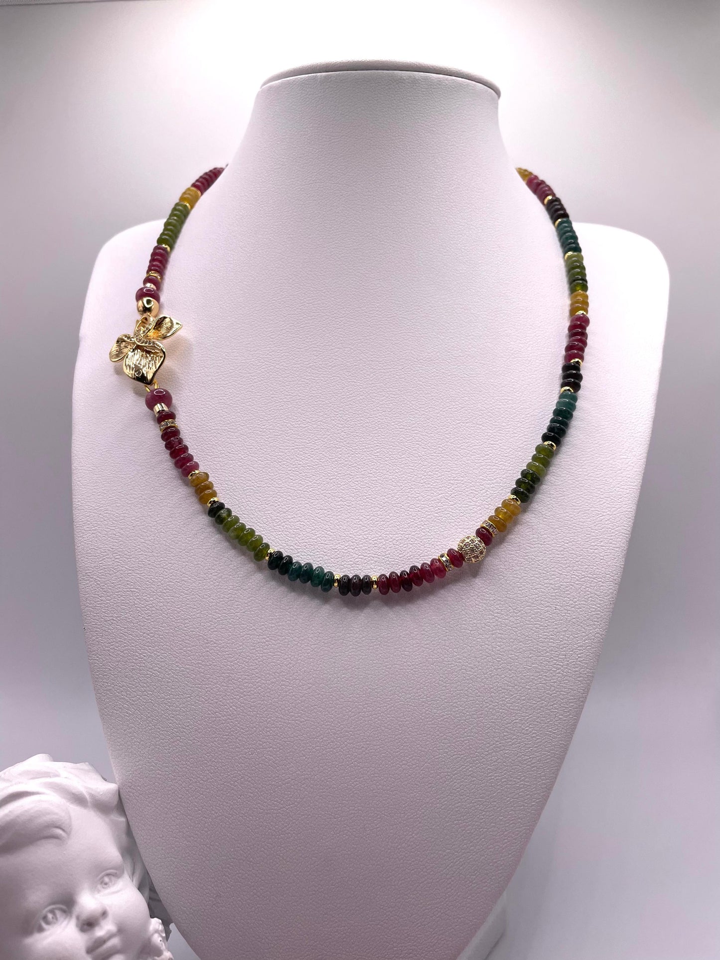 Turmalin, Edelstein Schmuck-Set, wunderschöne Kette und Ohrringe