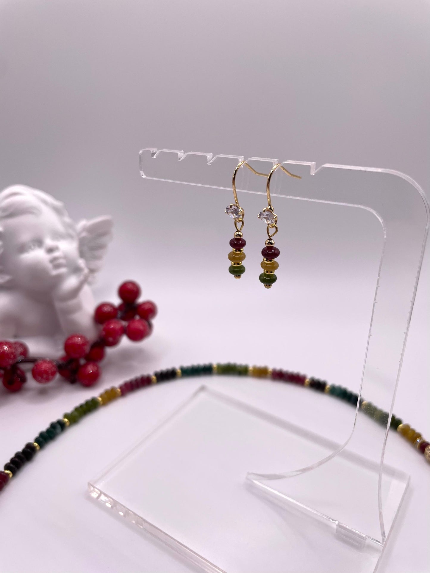 Turmalin, Edelstein Schmuck-Set, wunderschöne Kette und Ohrringe