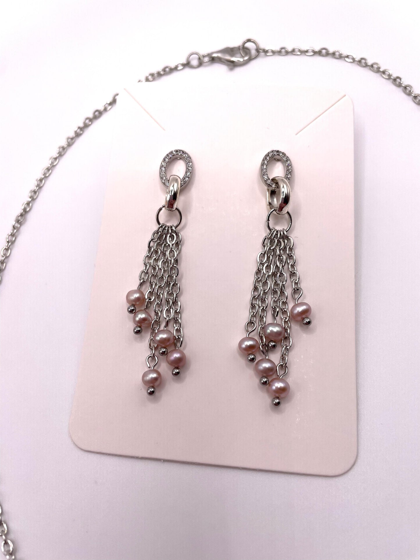 Schmuck-Set, Kette und Ohrringe, Süsswasserperlen und Muschelperle