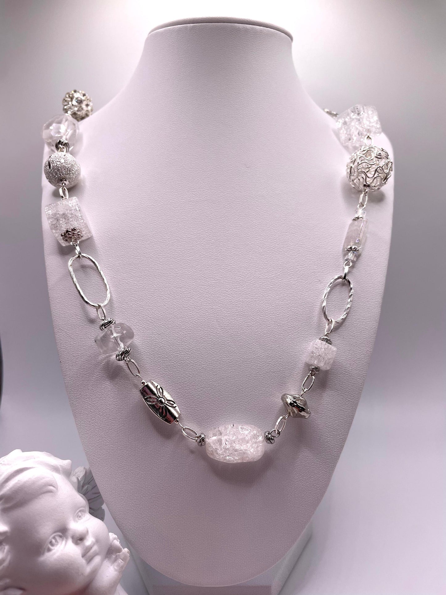 Bergkristall, elegante Edelstein Kette