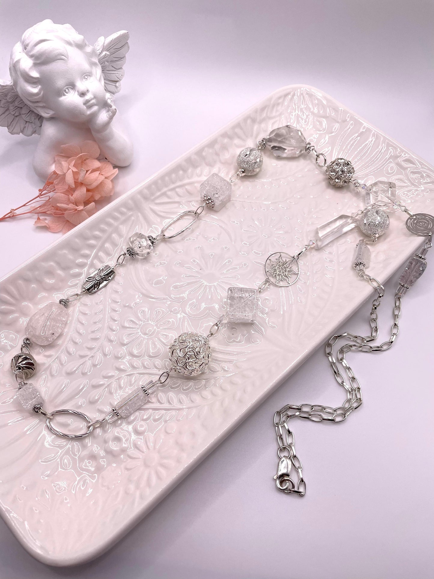 Bergkristall, elegante Edelstein Kette