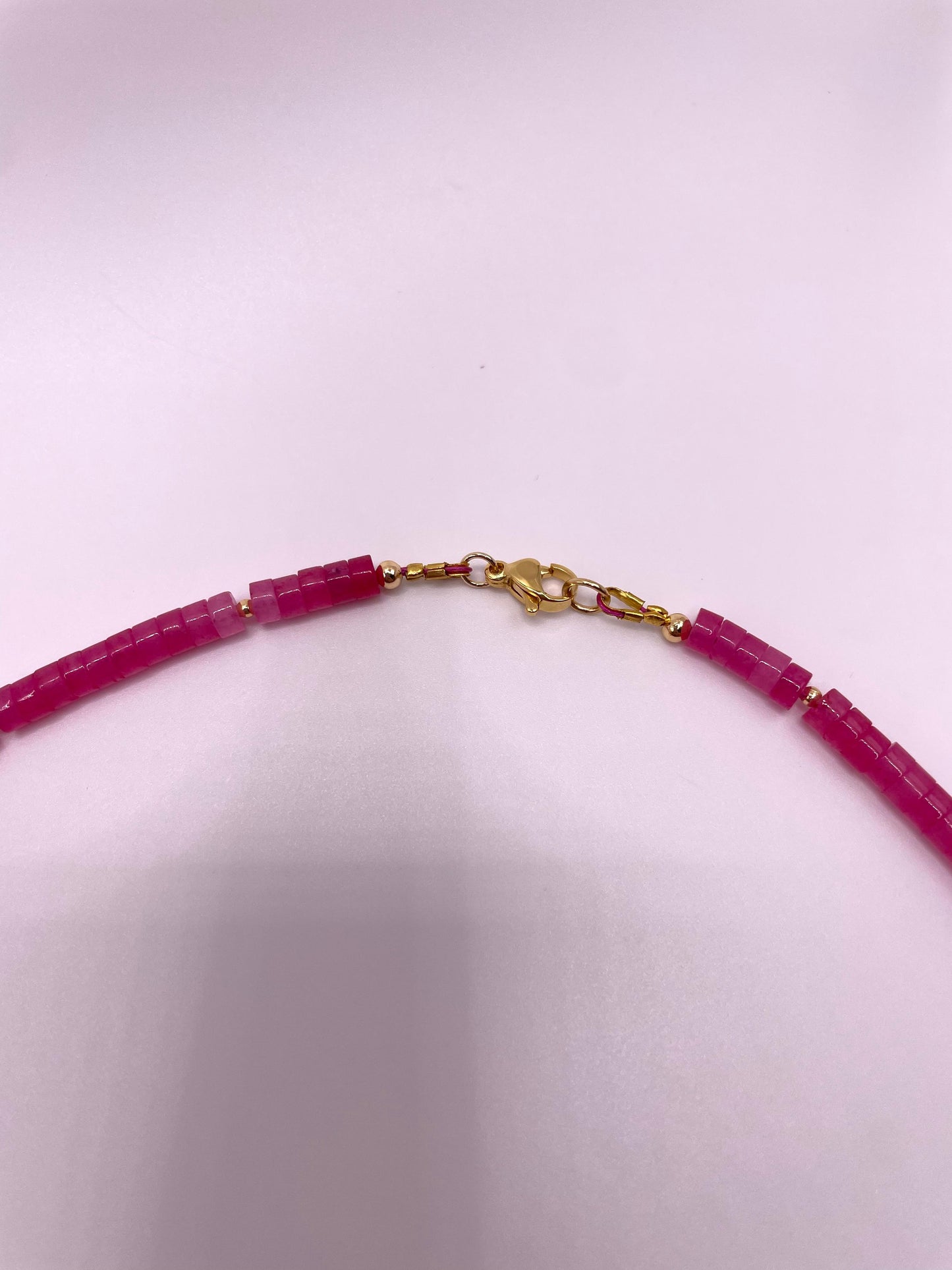 Pink Jade und Süßwasserperlen, Edelstein Kette, Choker