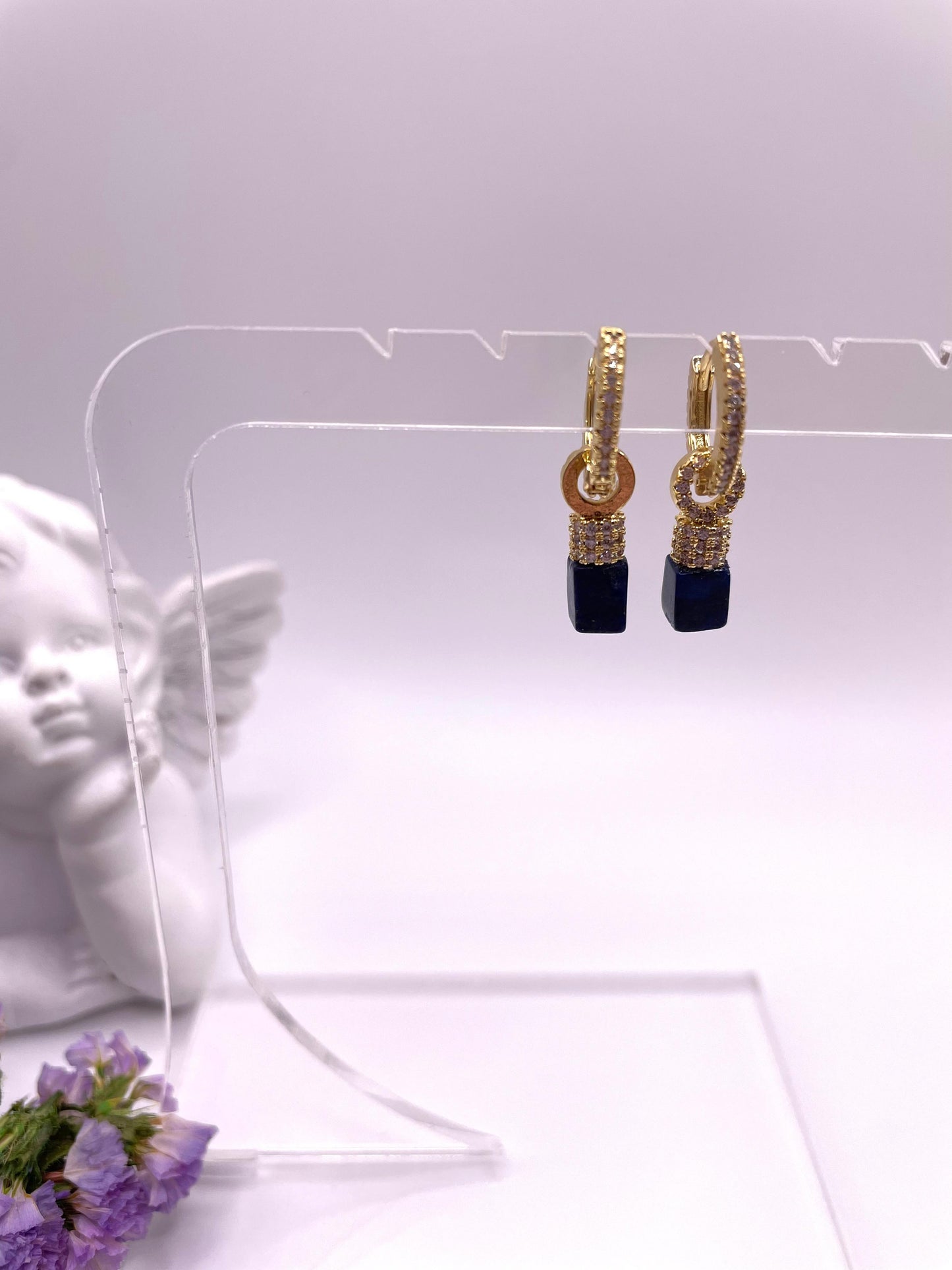 Lapislazuli, Kette und Ohrringe, Edelstein Schmuck - Set