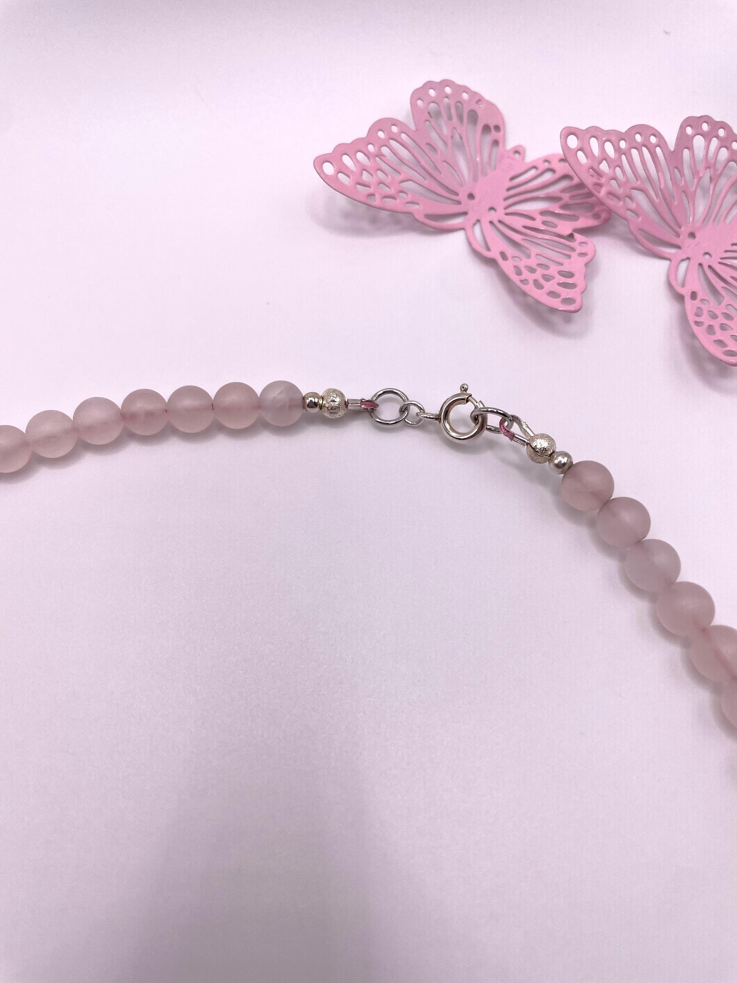 Rosenquarz, zarte Edelstein Kette