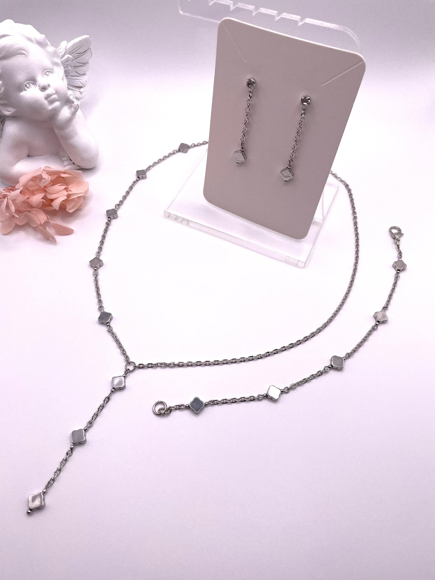 Hämatit Schmuck-Set, Kette, Ohrringe, Armband