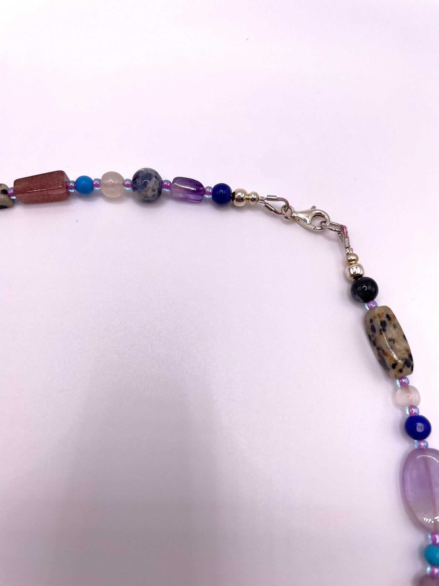 Amethyst, Karneol, Perlen-Mix, Edelstein Kette