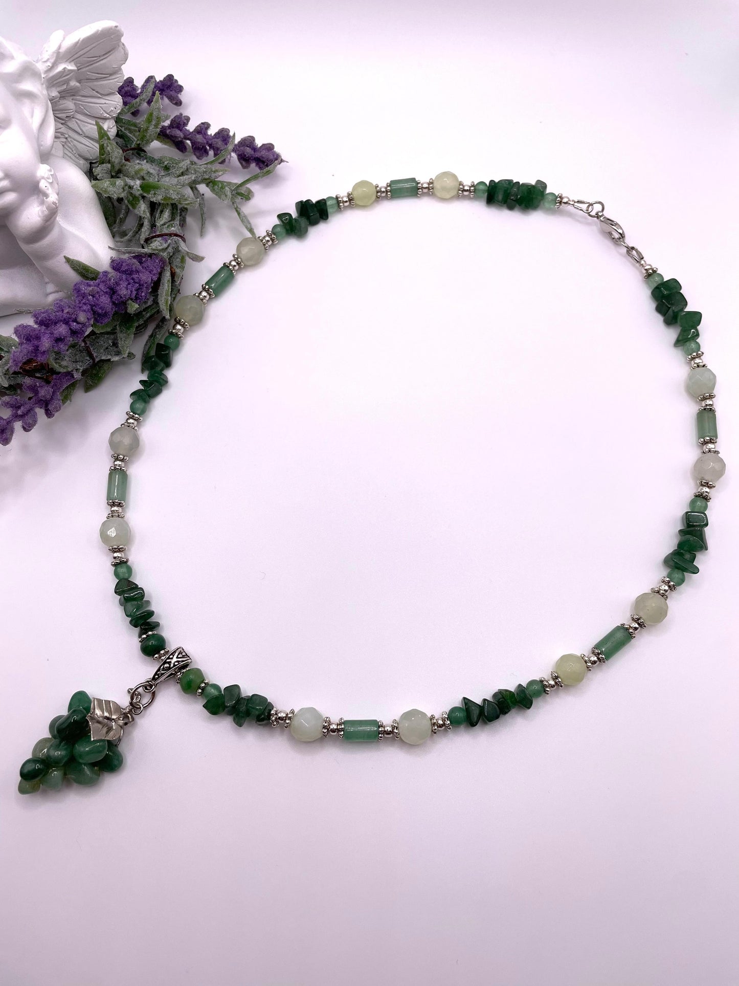 Aventurin, grüner Jade, Edelstein Kette