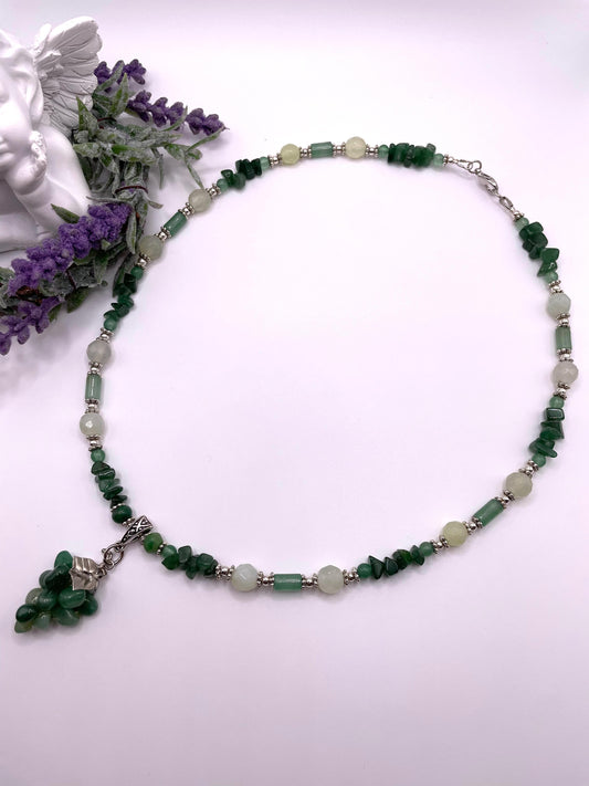 Aventurin, grüner Jade, Edelstein Kette