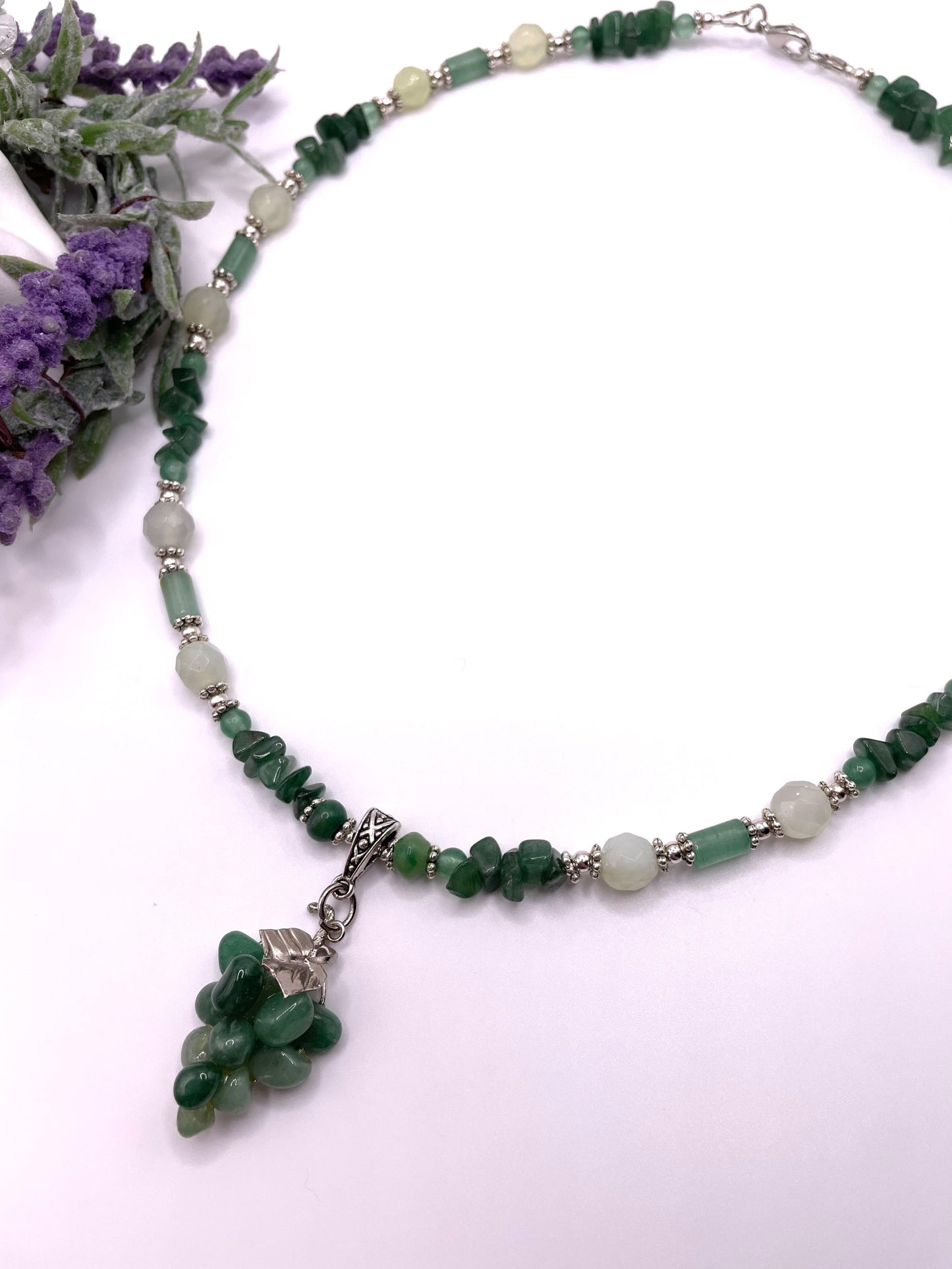 Aventurin, grüner Jade, Edelstein Kette