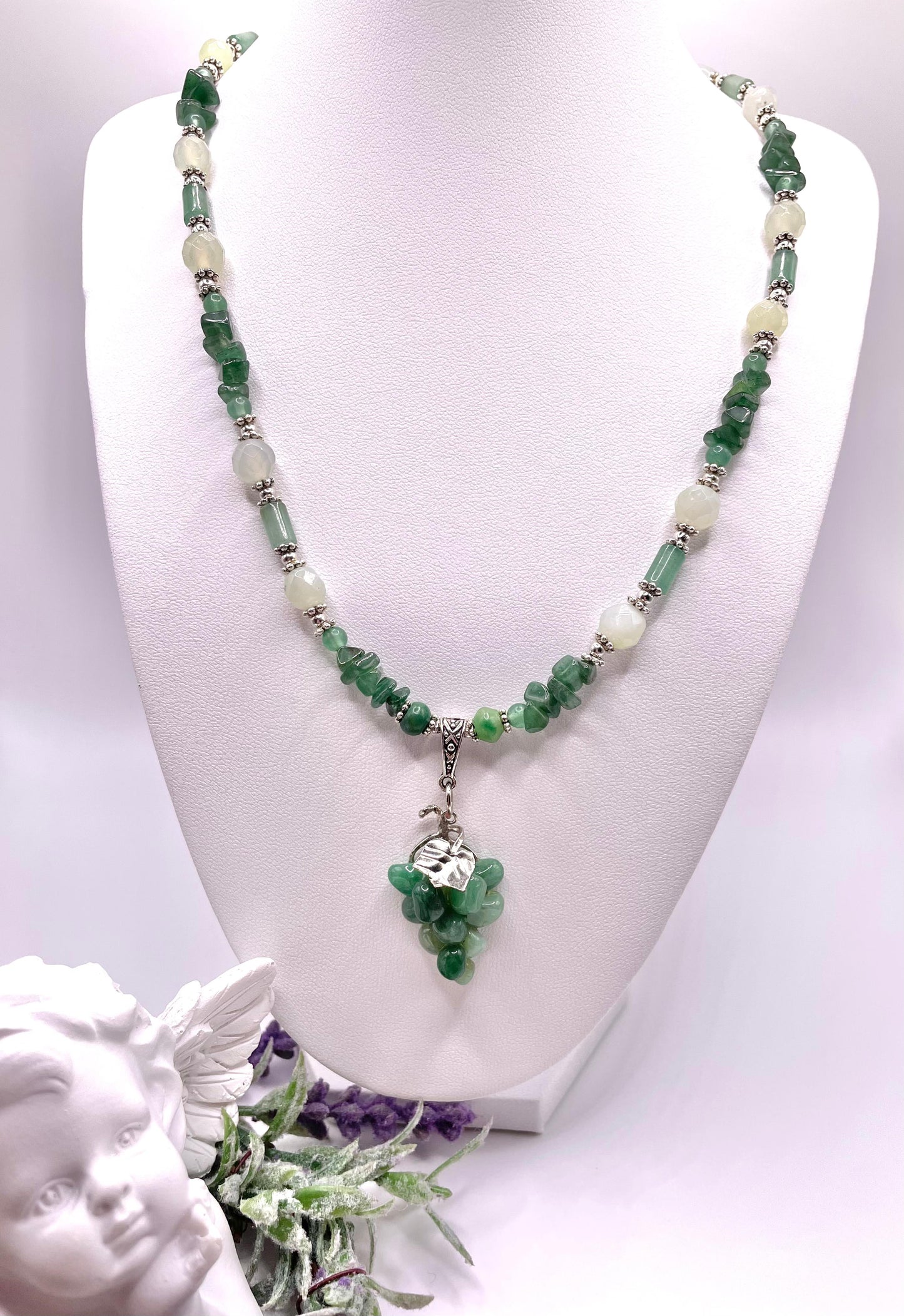 Aventurin, grüner Jade, Edelstein Kette