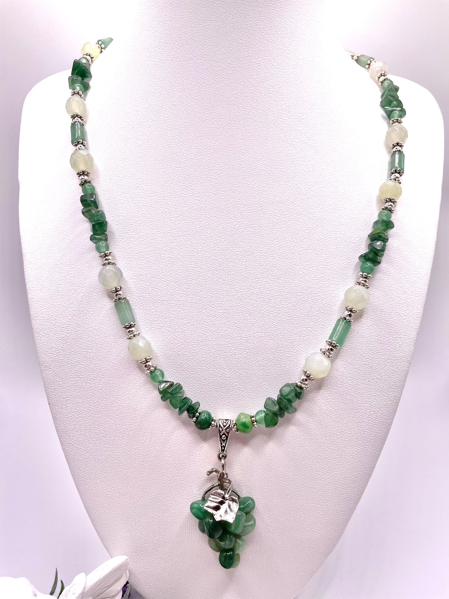 Aventurin, grüner Jade, Edelstein Kette