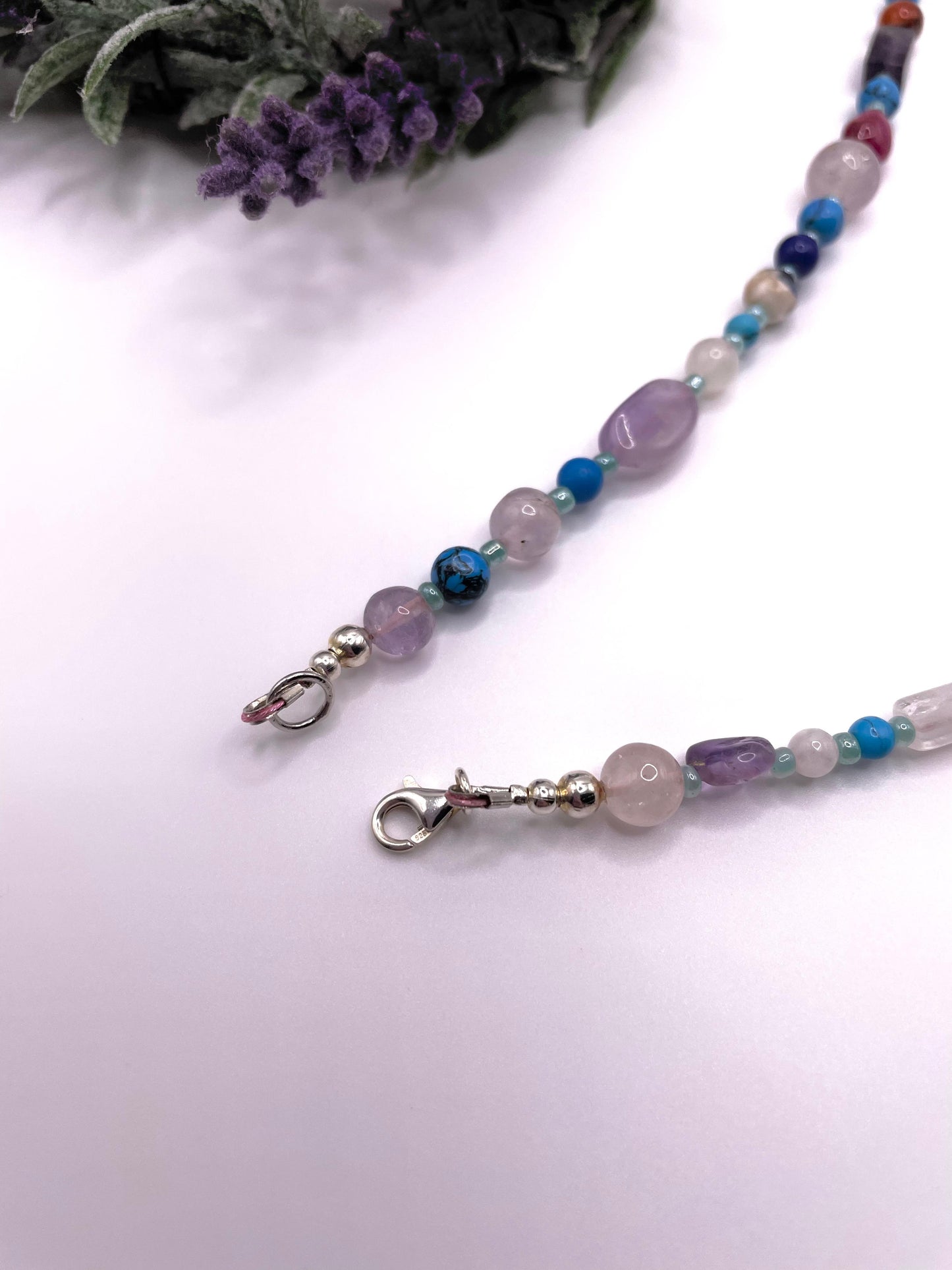 Edelstein Kette aus feinem Perlenmix, Aventurin Anhänger