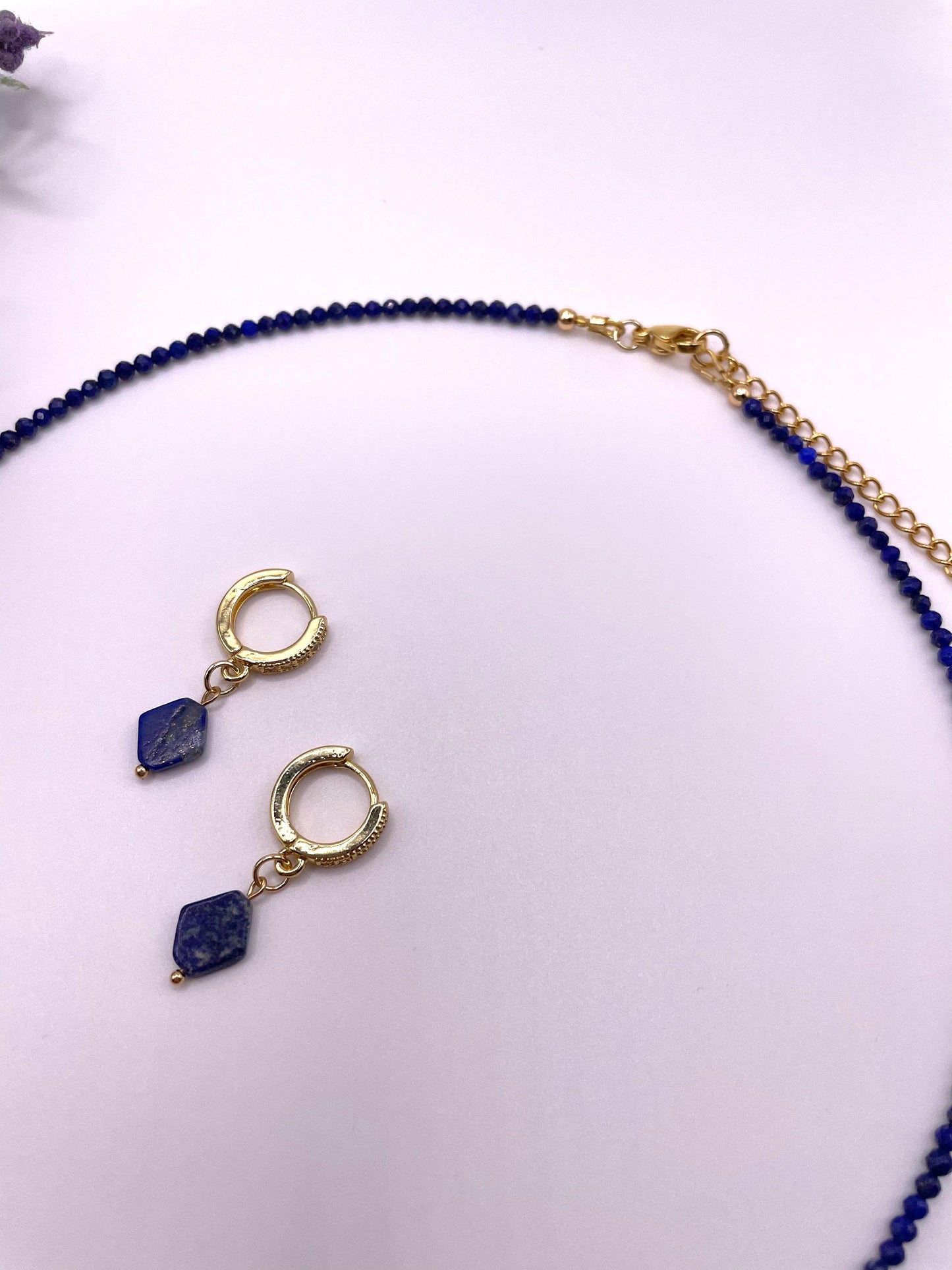 Lapislazuli, Schmuck-Set, Kette, Ohrringe
