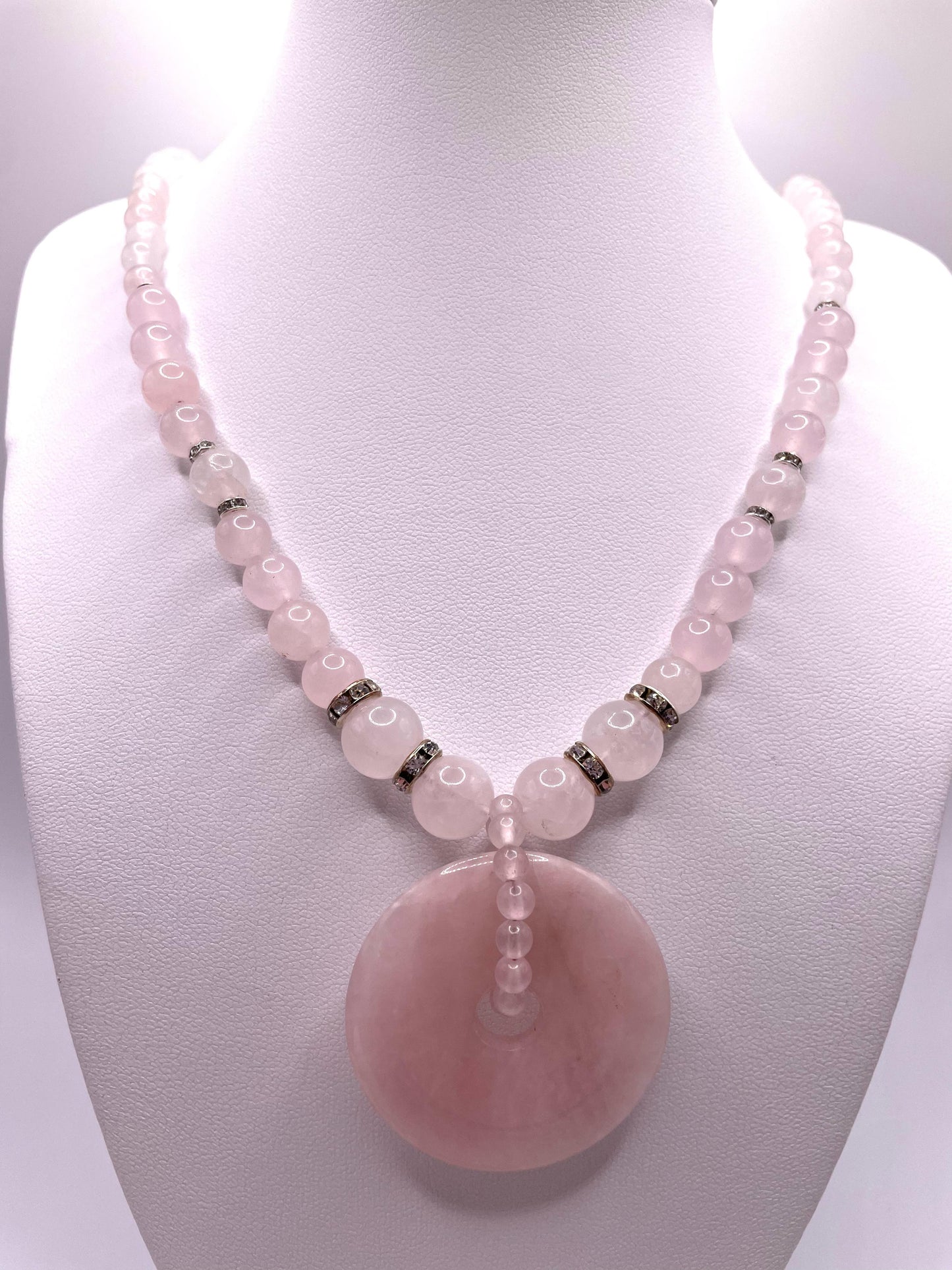 Rosenquarz, wunderschöne Edelstein Kette