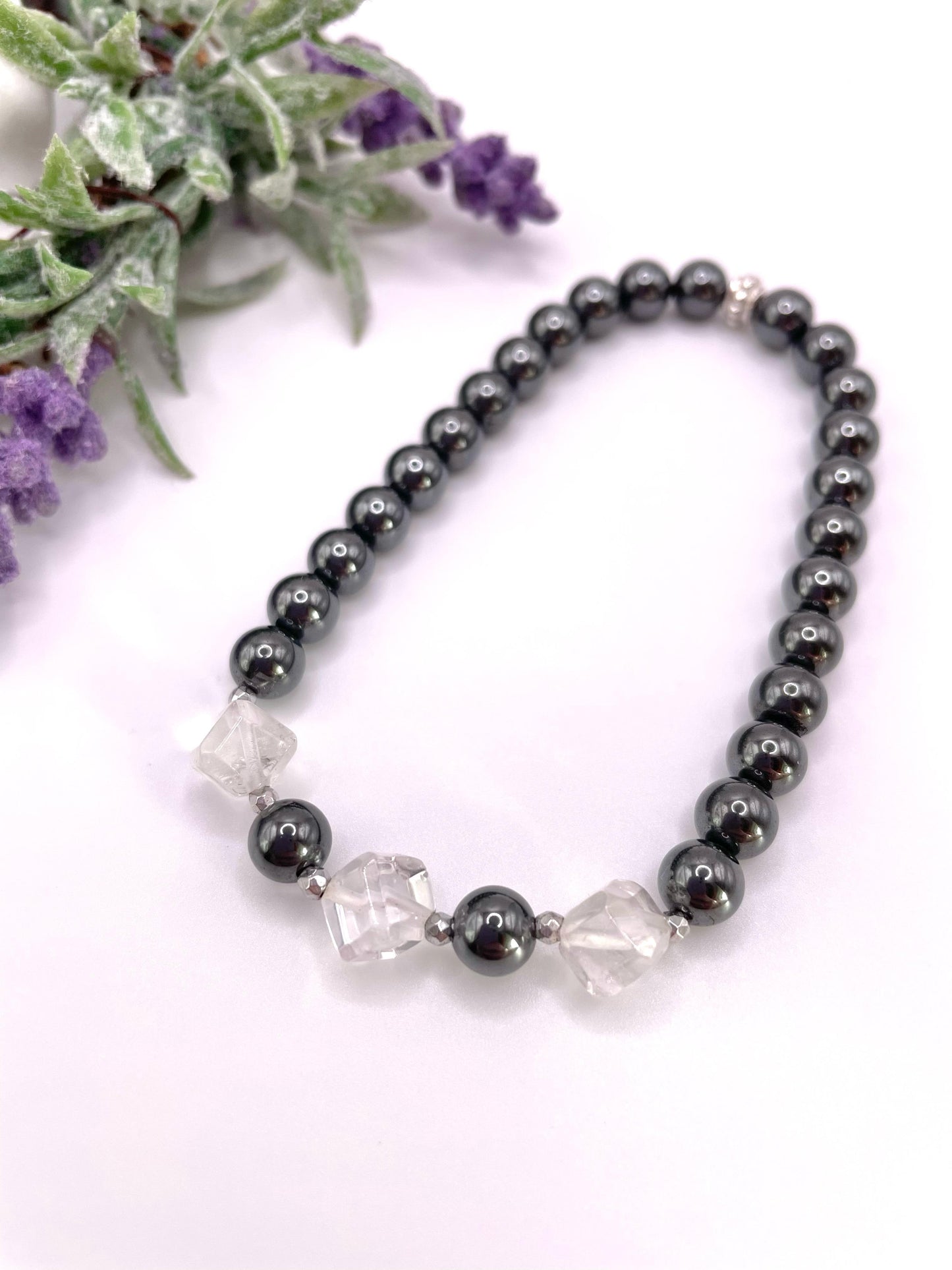 Hämatit, Bergkristall, Edelstein-Armband