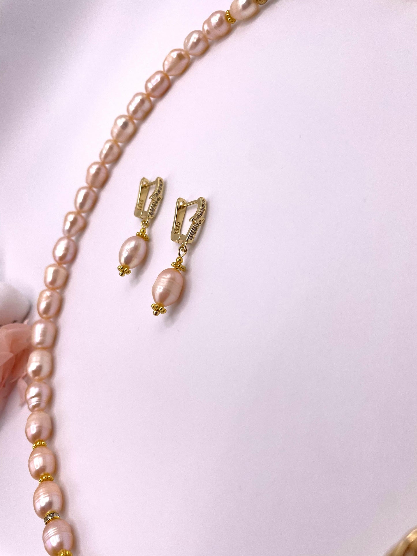 Süßwasserperlen, Schmuck-Set, Kette und Ohrringe