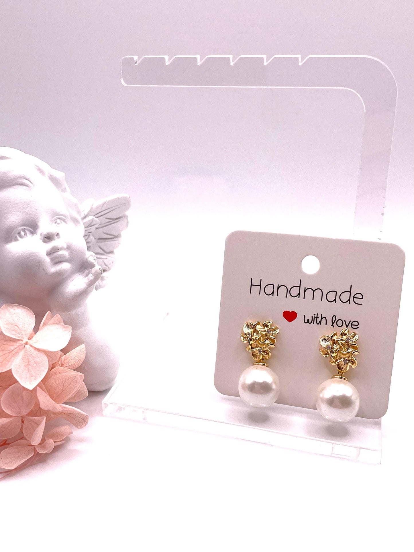 Ohrstecker mit Muschelperlen, vergoldet mit Zirkonia