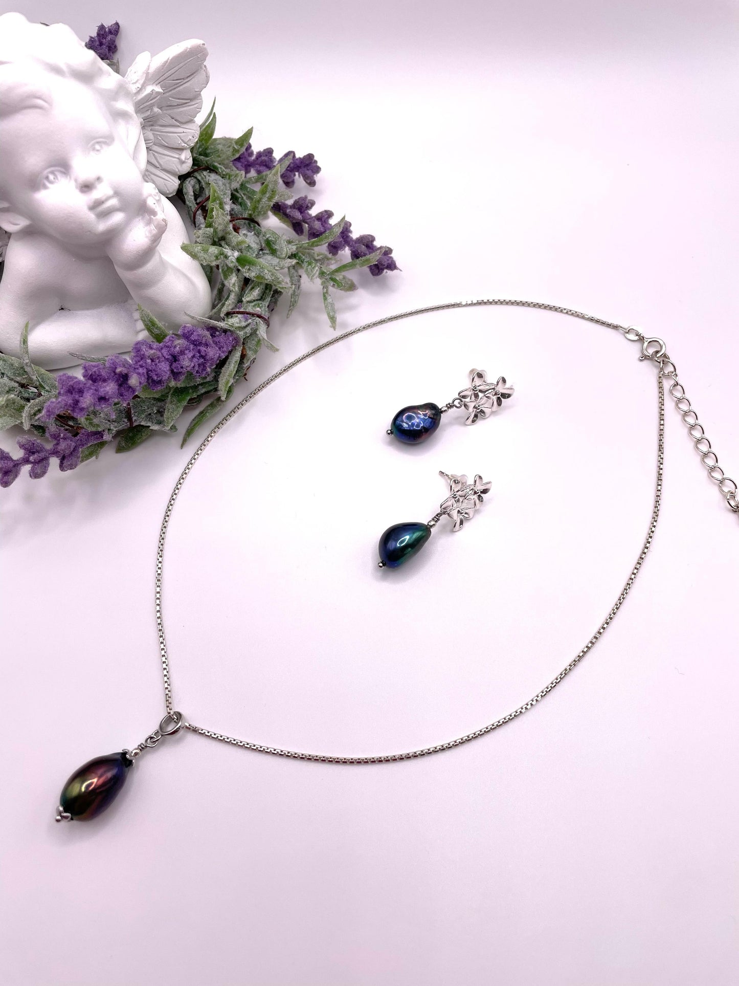 Schmuck - Set, Venezianerkette, Ohrringe, Barock Süßwasserperlen