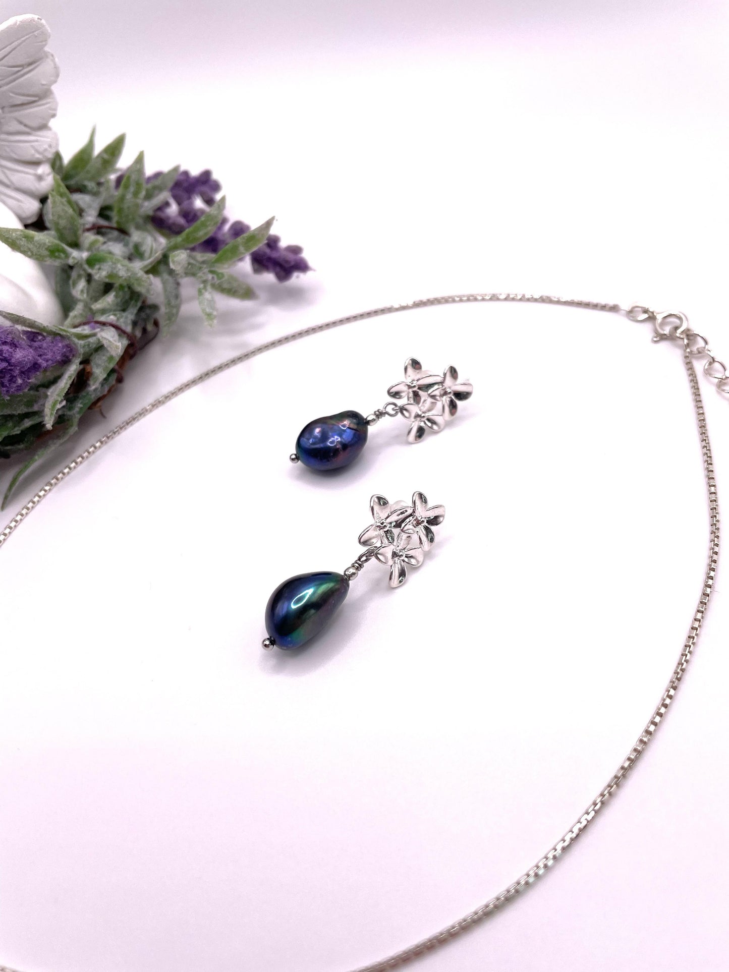 Schmuck - Set, Venezianerkette, Ohrringe, Barock Süßwasserperlen