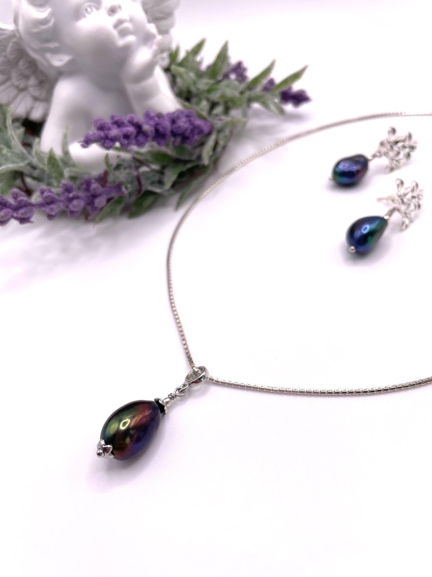 Schmuck - Set, Venezianerkette, Ohrringe, Barock Süßwasserperlen