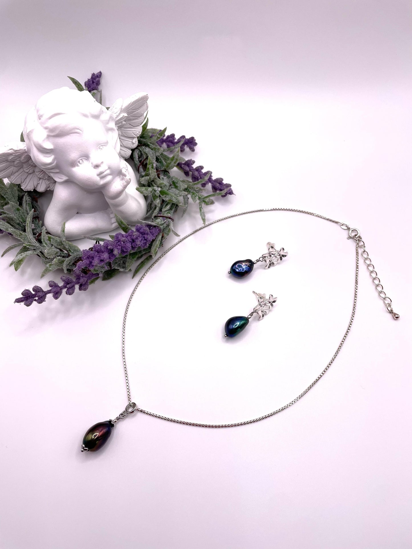 Schmuck - Set, Venezianerkette, Ohrringe, Barock Süßwasserperlen