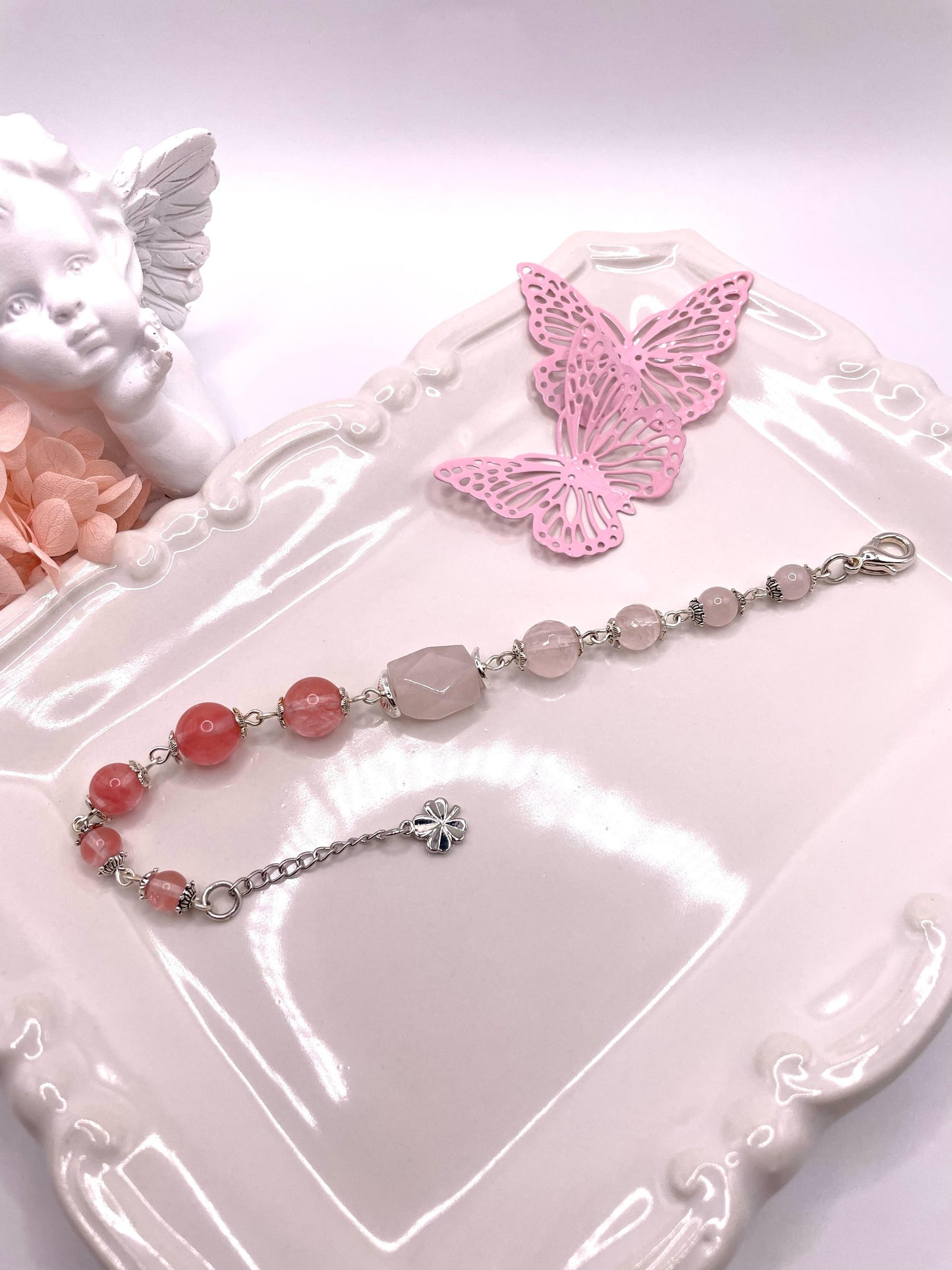 Rosenquarz, Erdbeerquarz, Armband für mehr Harmonie