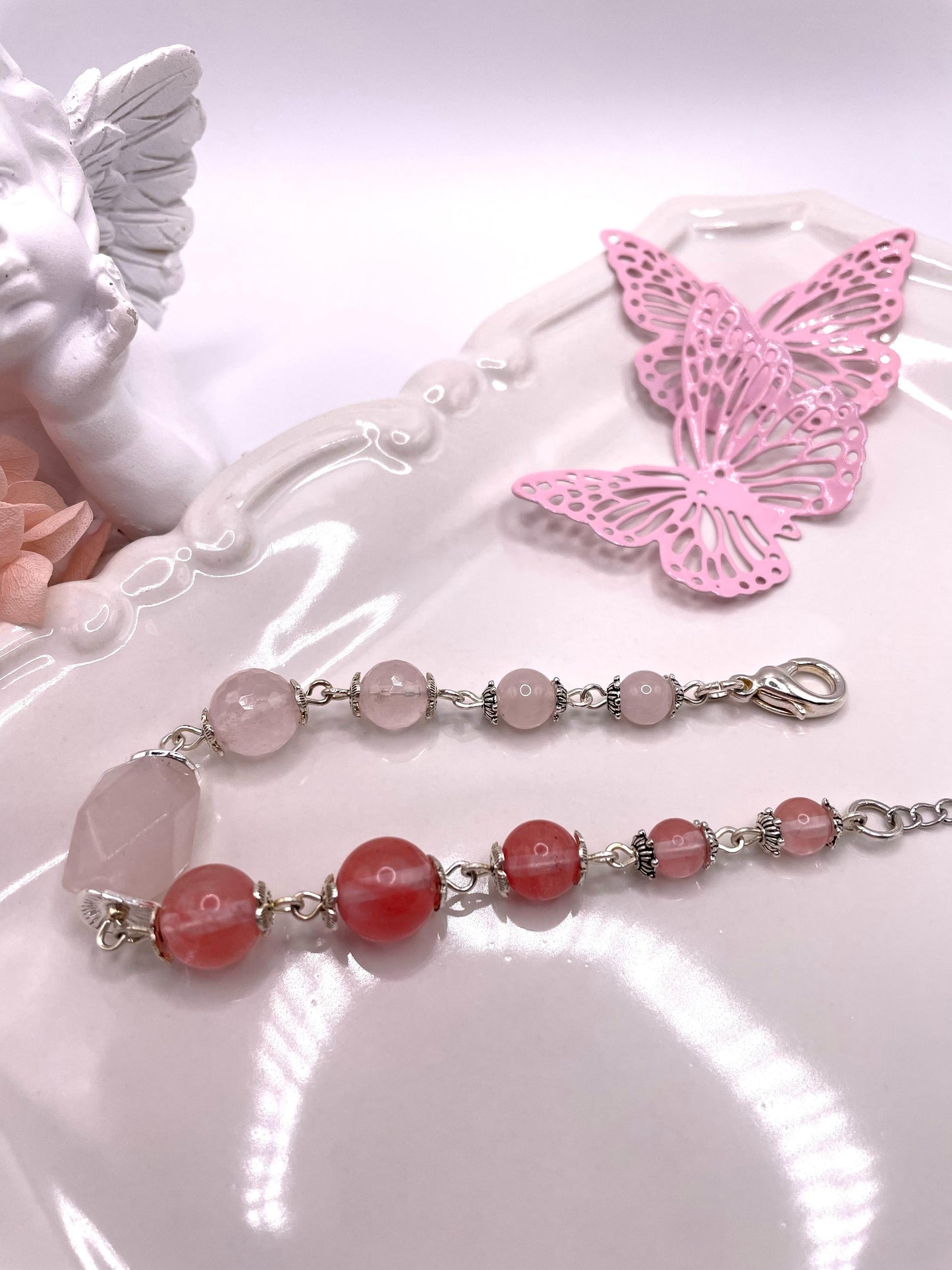 Rosenquarz, Erdbeerquarz, Armband für mehr Harmonie