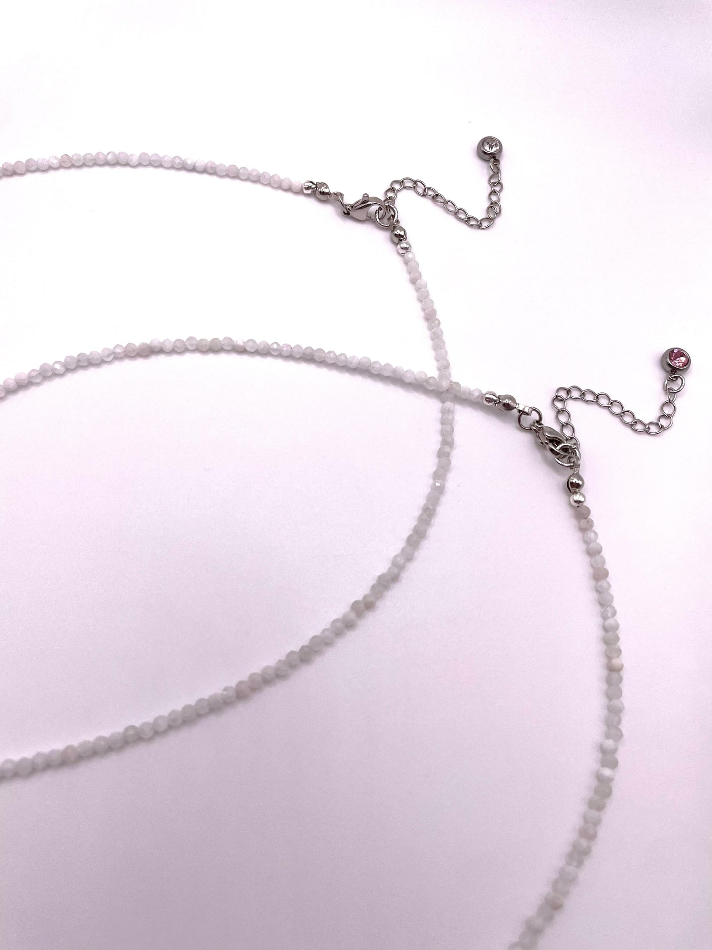 Mondstein, zwei Edelsteinketten für Mutter und Tochter