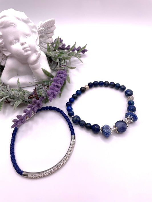 Sodalith, Achat, Lapislazuli, Armbänder-Set