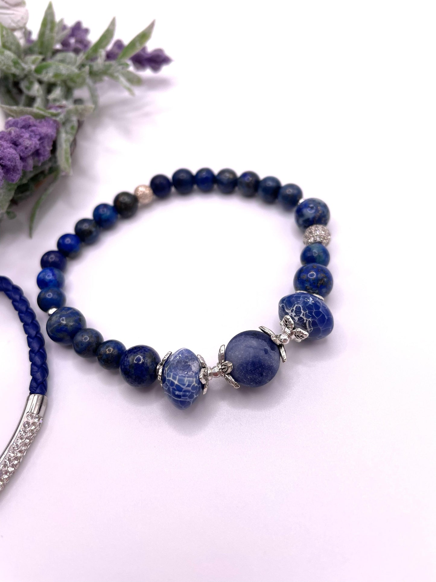 Sodalith, Achat, Lapislazuli, Armbänder-Set