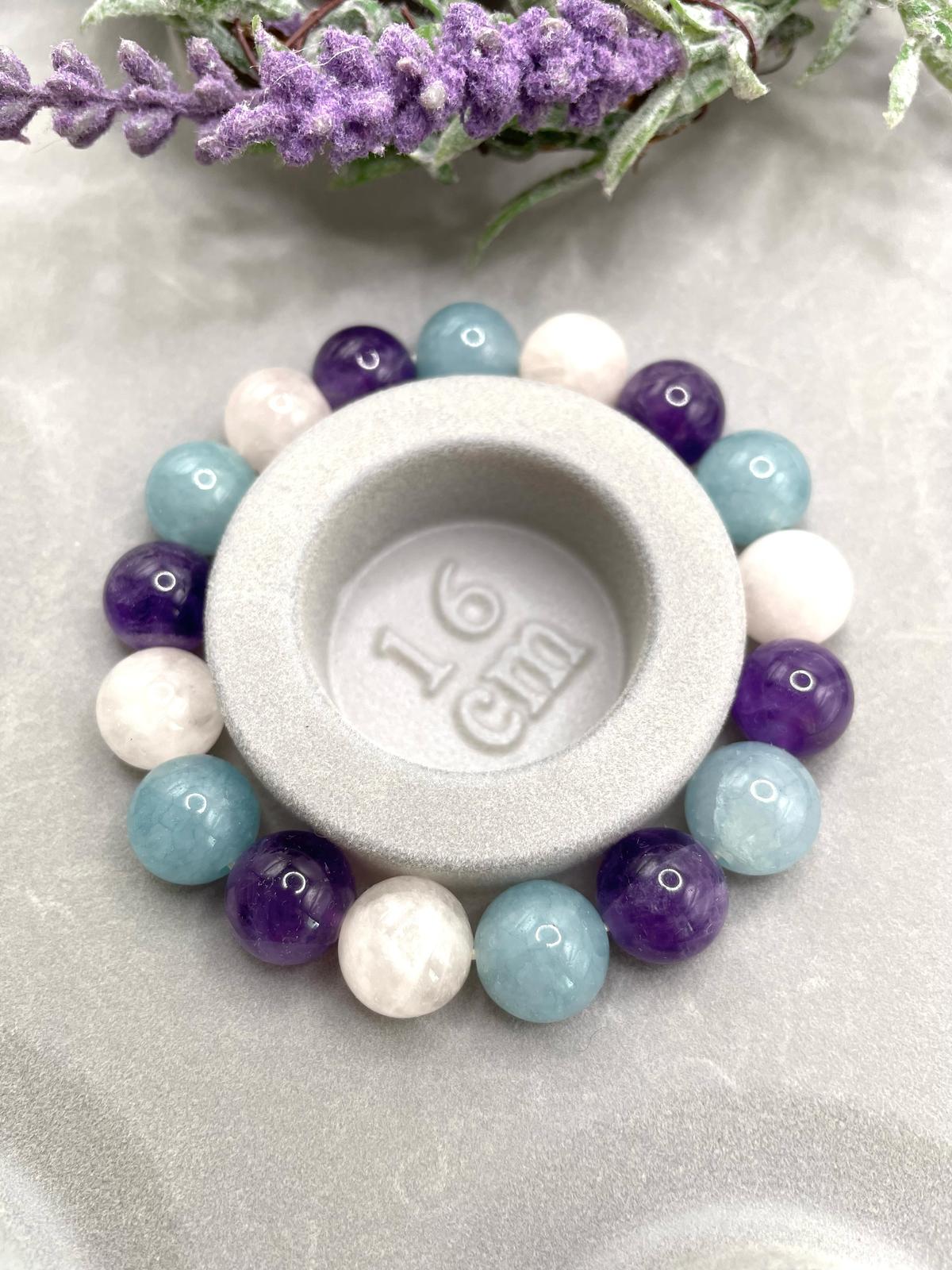 Amethyst, Rosenquarz, blauer Achat, Edelstein Armband