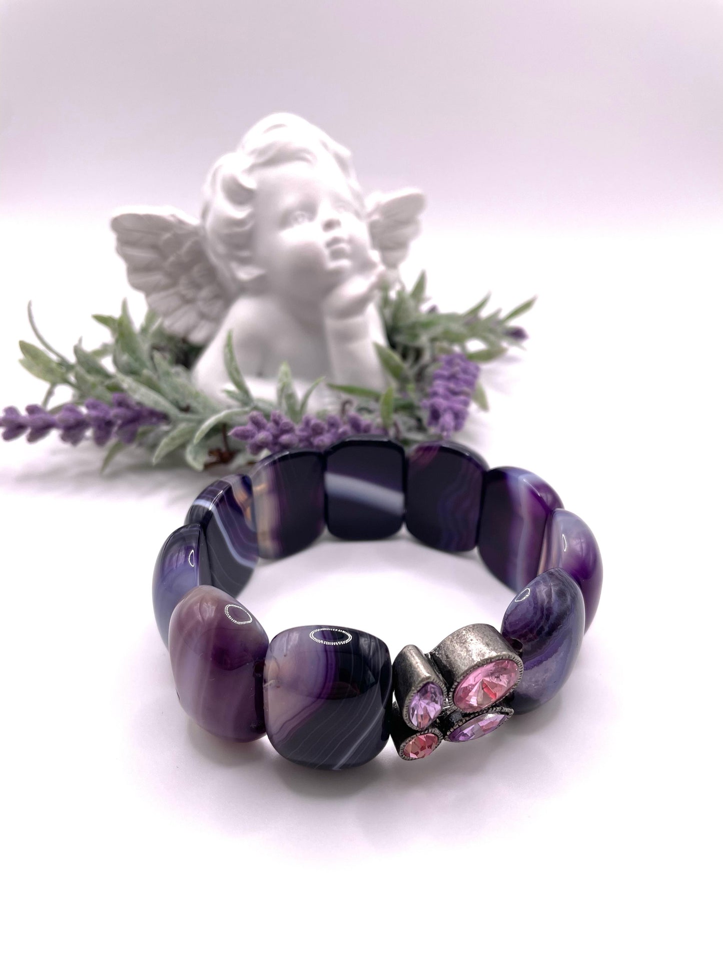 Achat, Edelstein Armband mit Schmuckverbinder