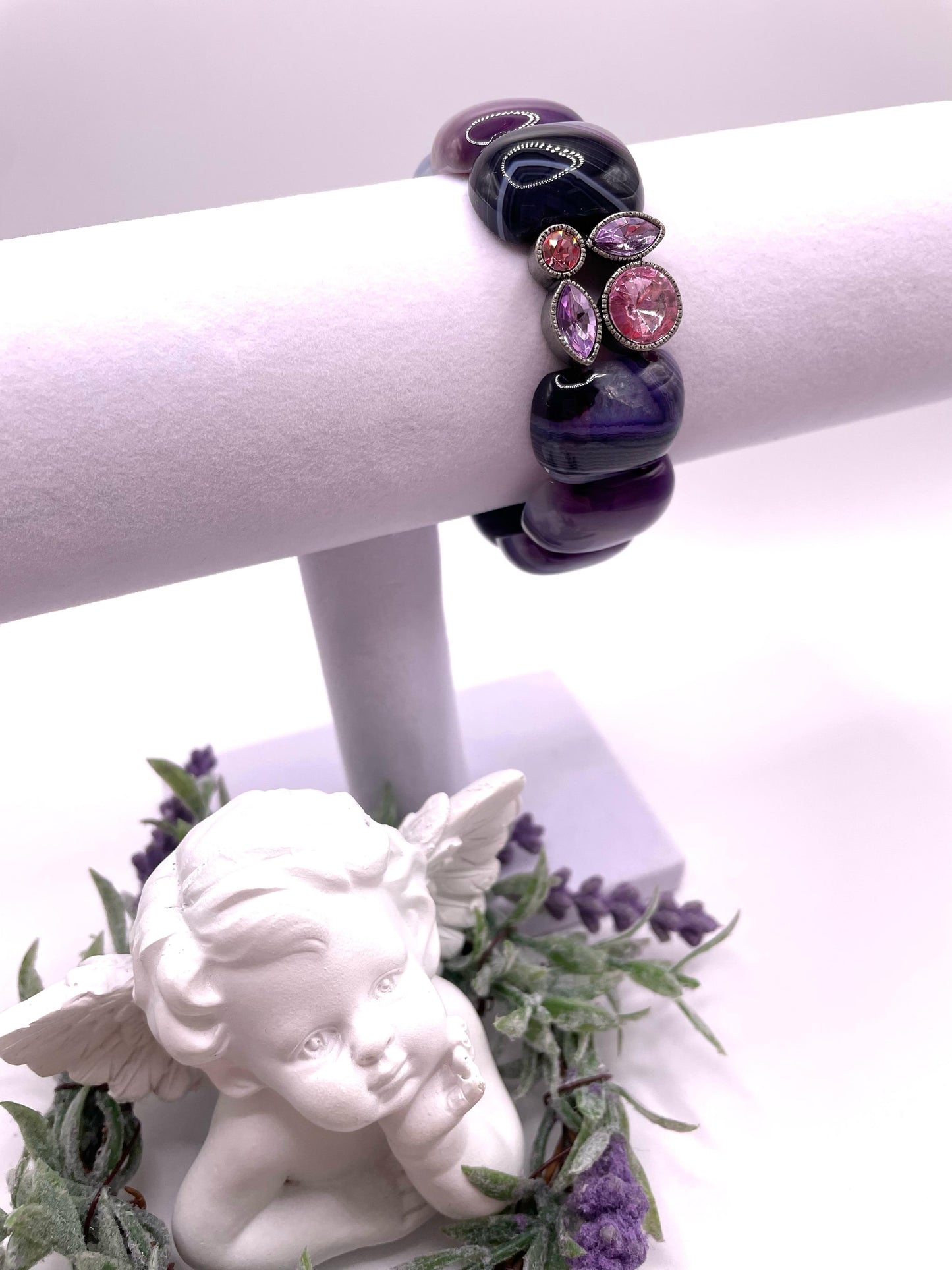 Achat, Edelstein Armband mit Schmuckverbinder