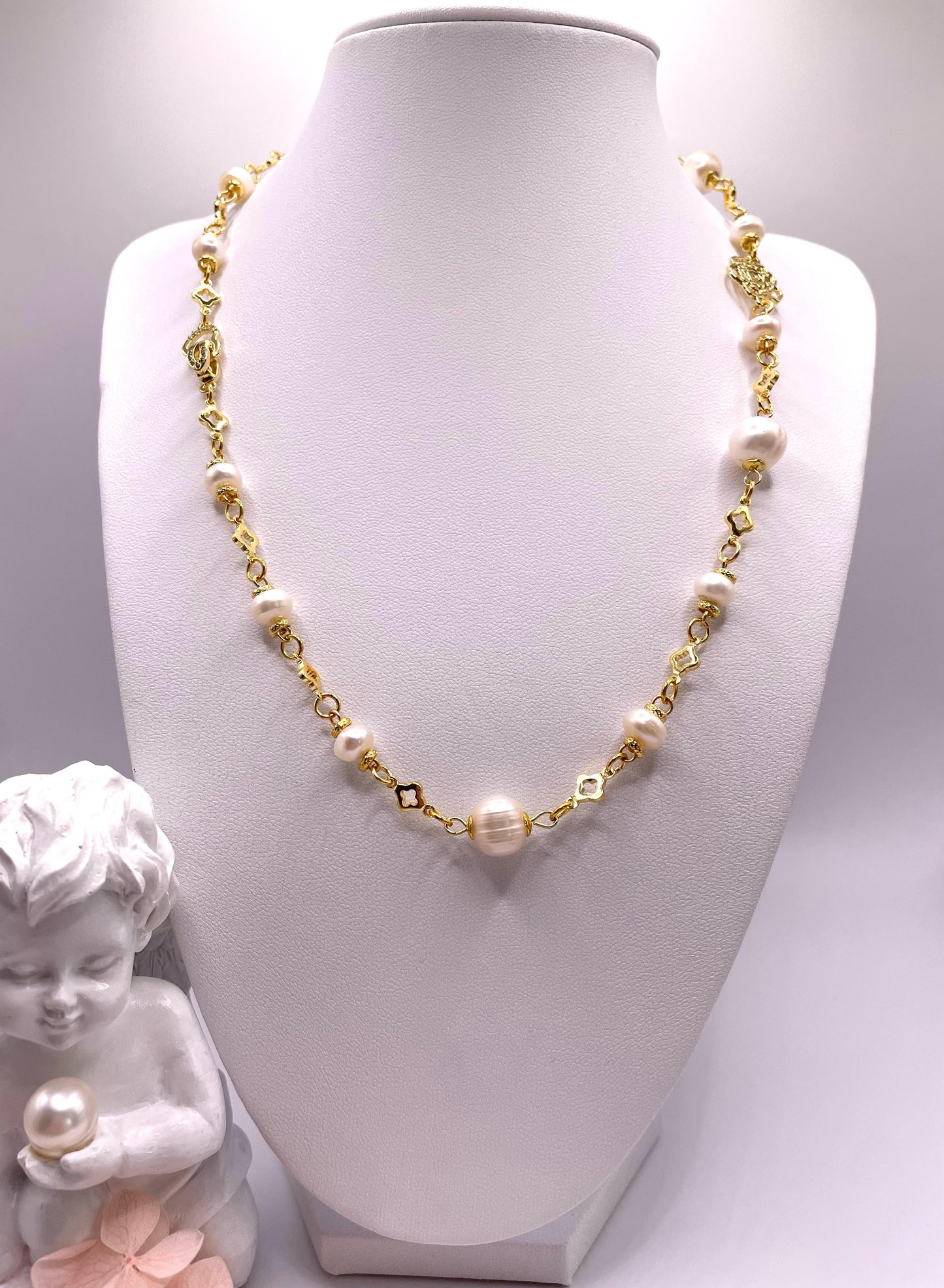 Perlenkette, echte Süßwasserperlen, zwei in einer, mehrere Kombinationsmöglichkeiten