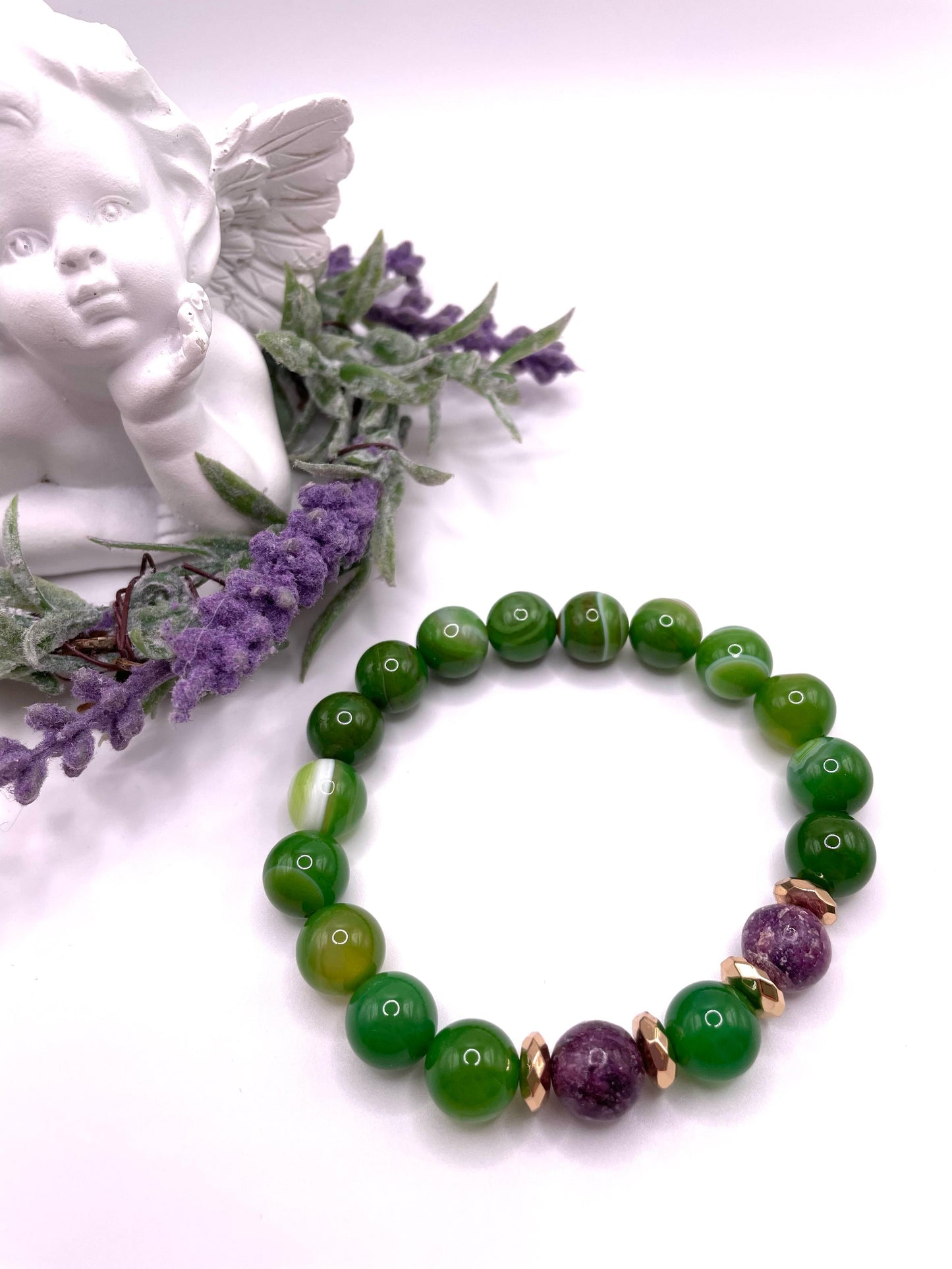 Achat, Charoit, Edelstein Armband