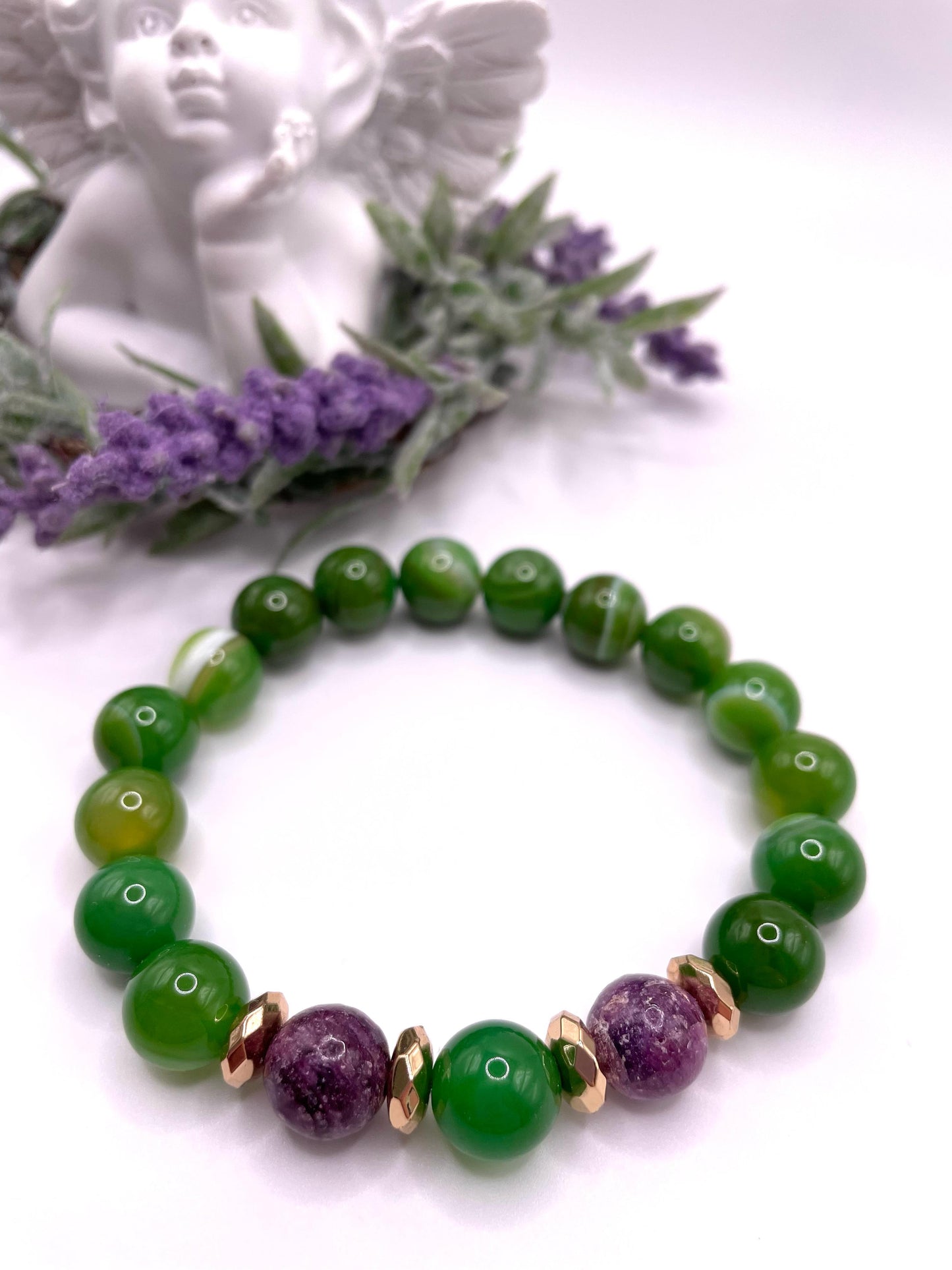 Achat, Charoit, Edelstein Armband