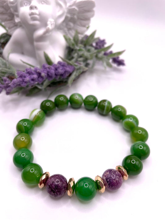 Achat, Charoit, Edelstein Armband