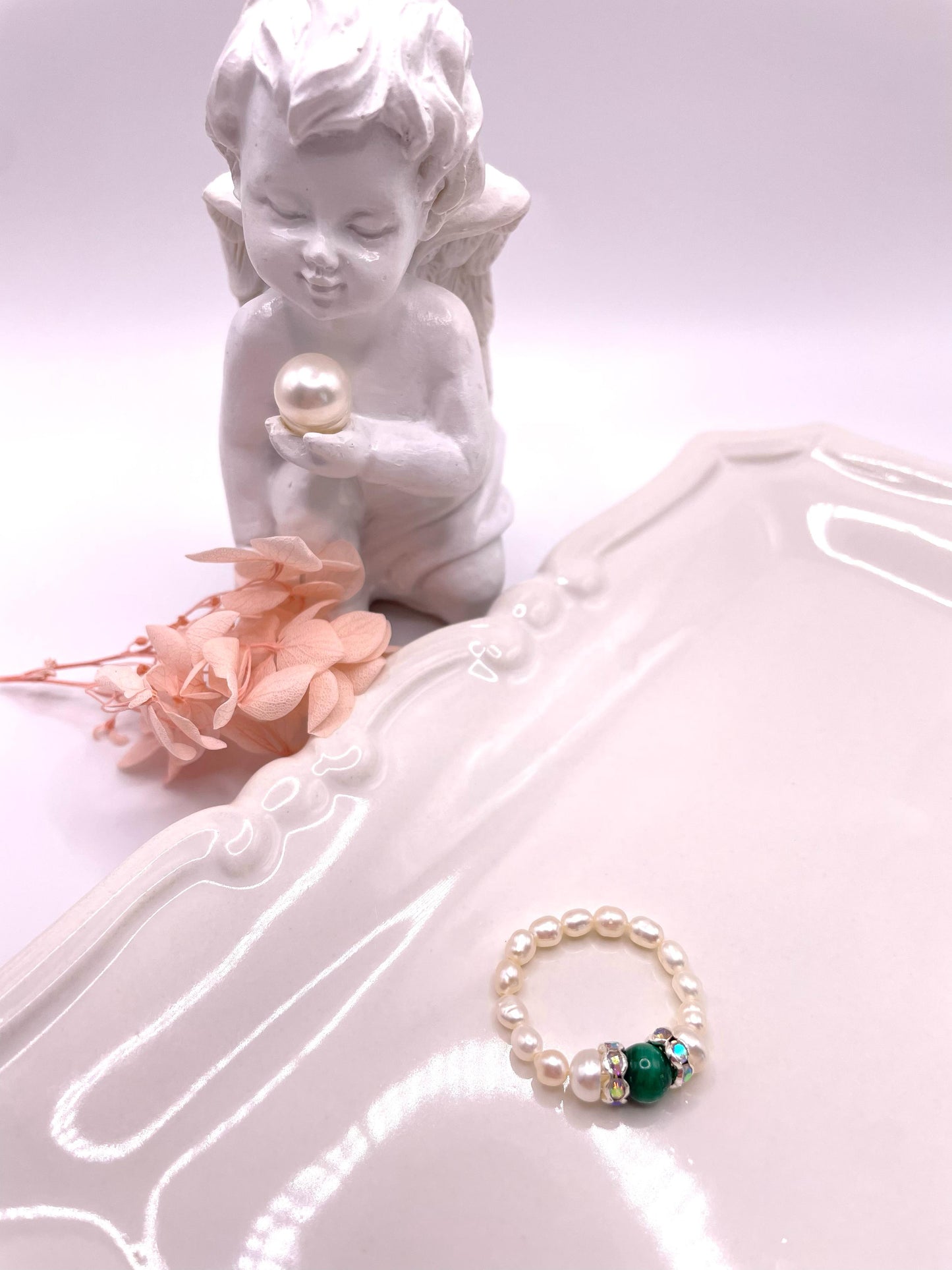 Perlenring elastisch mit Malachit