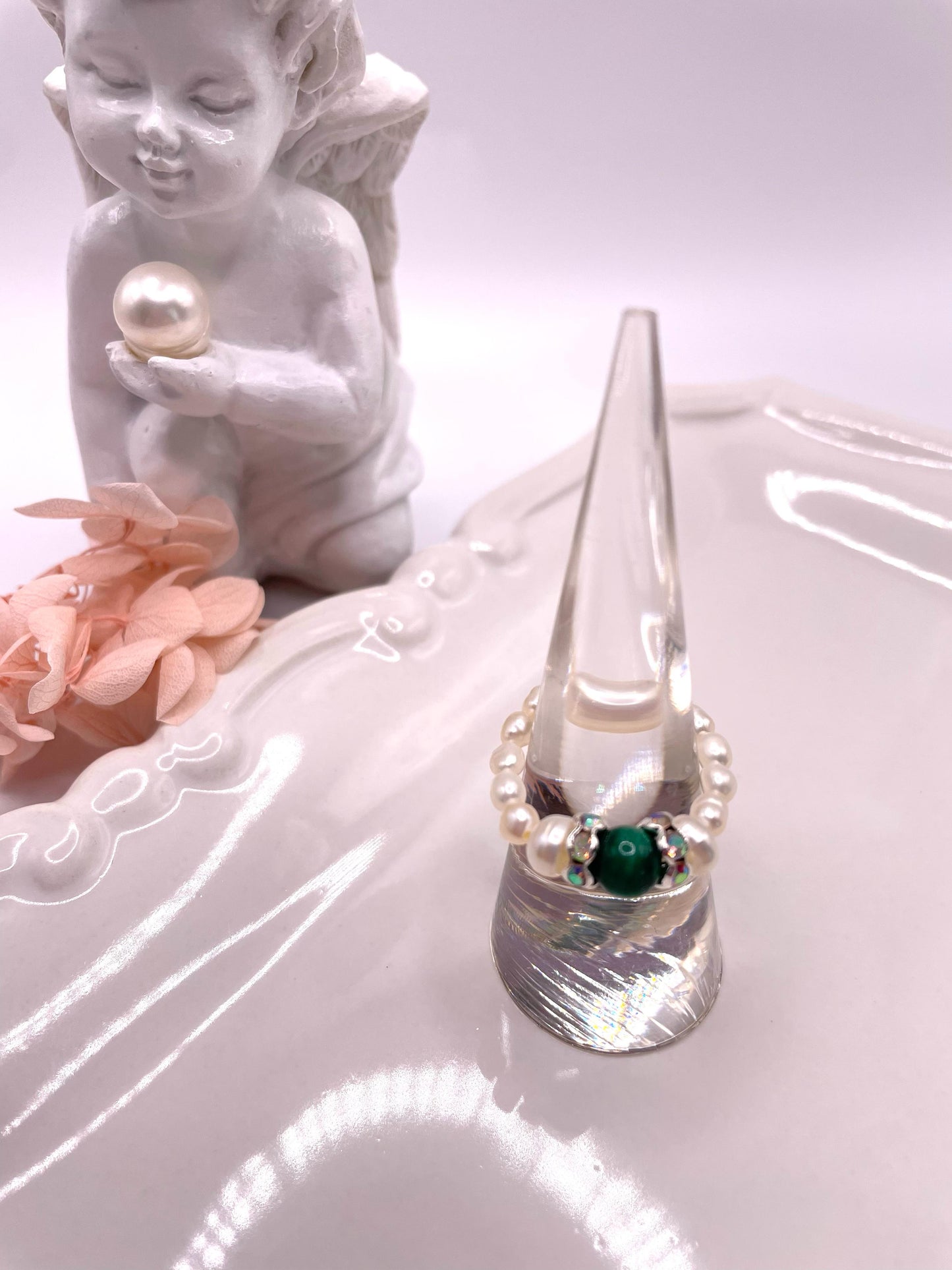 Perlenring elastisch mit Malachit