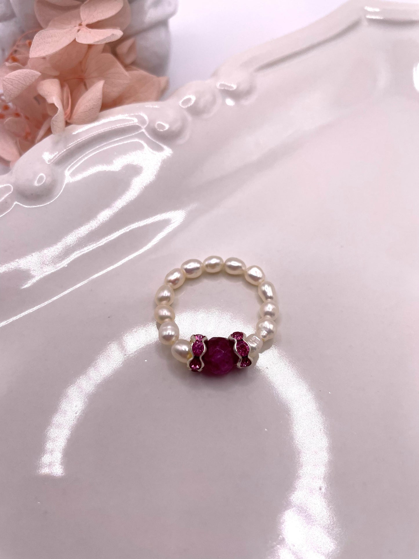 Perlenring elastisch mit Turmalin