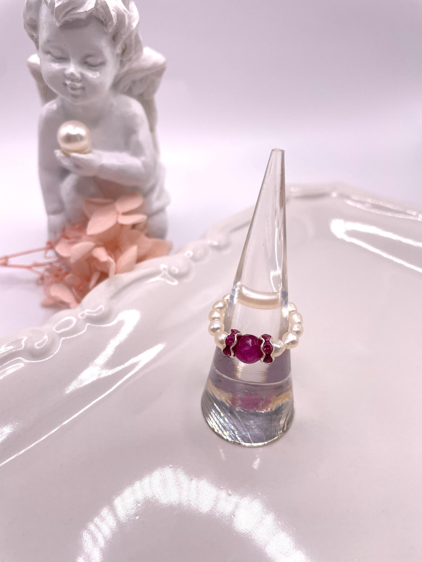 Perlenring elastisch mit Turmalin