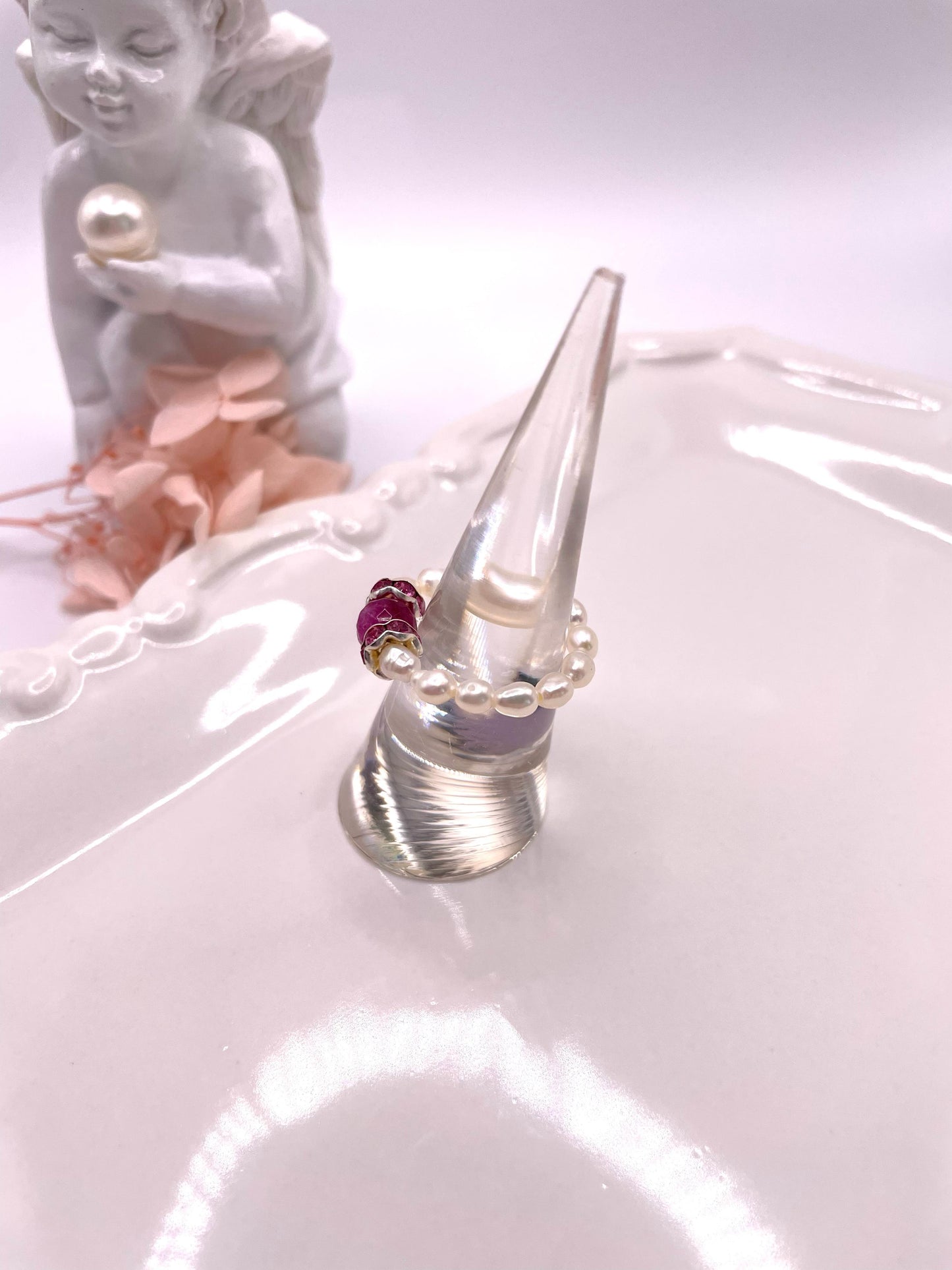 Perlenring elastisch mit Turmalin